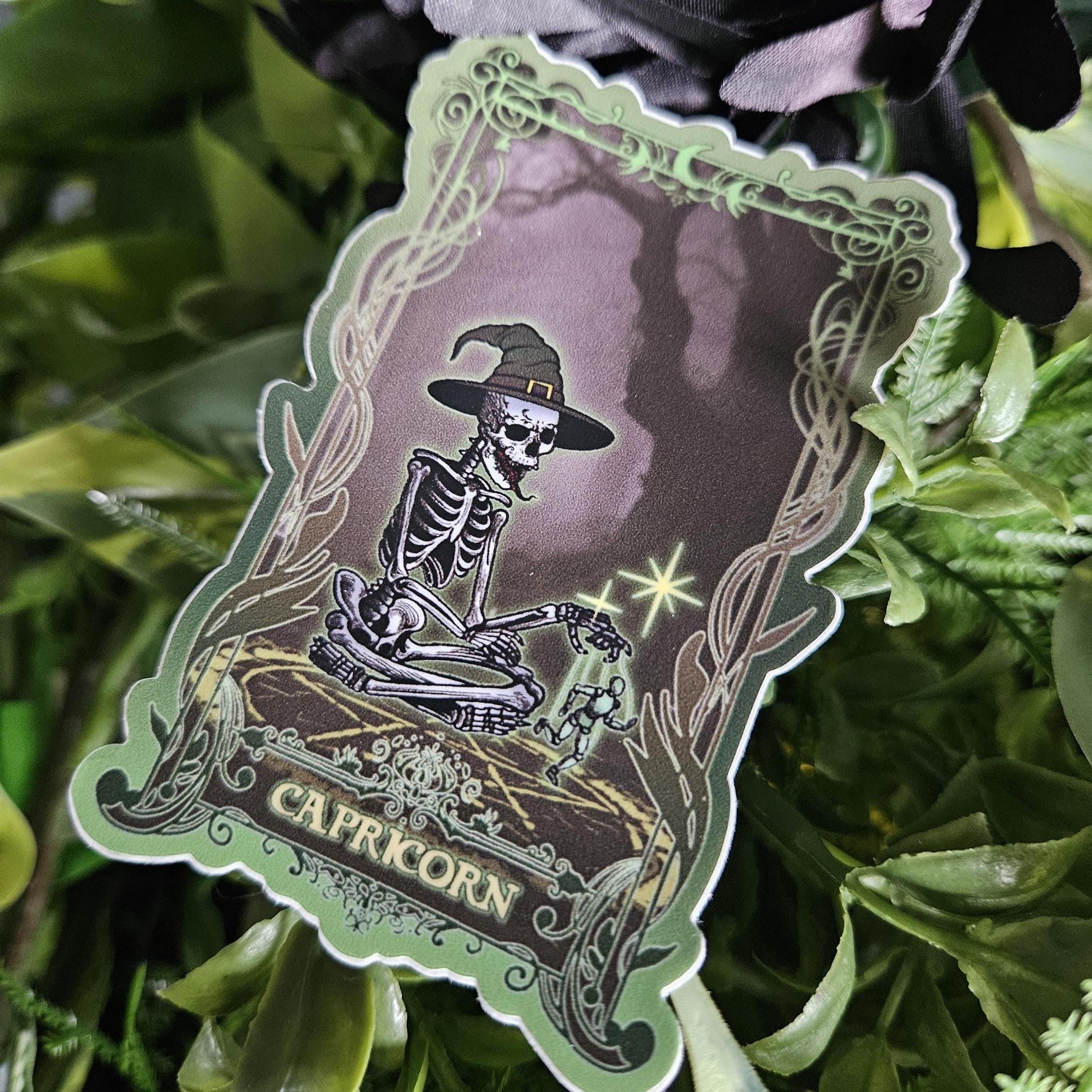 MATTE STICKER: CAPRICORN Zodiac Tarot Card Style Art Acornandcrowstudio