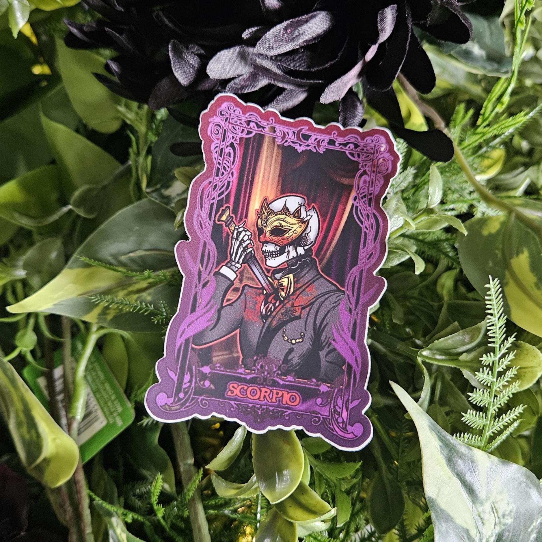 MATTE STICKER: SCORPIO Zodiac Tarot Card Style Art Acornandcrowstudio