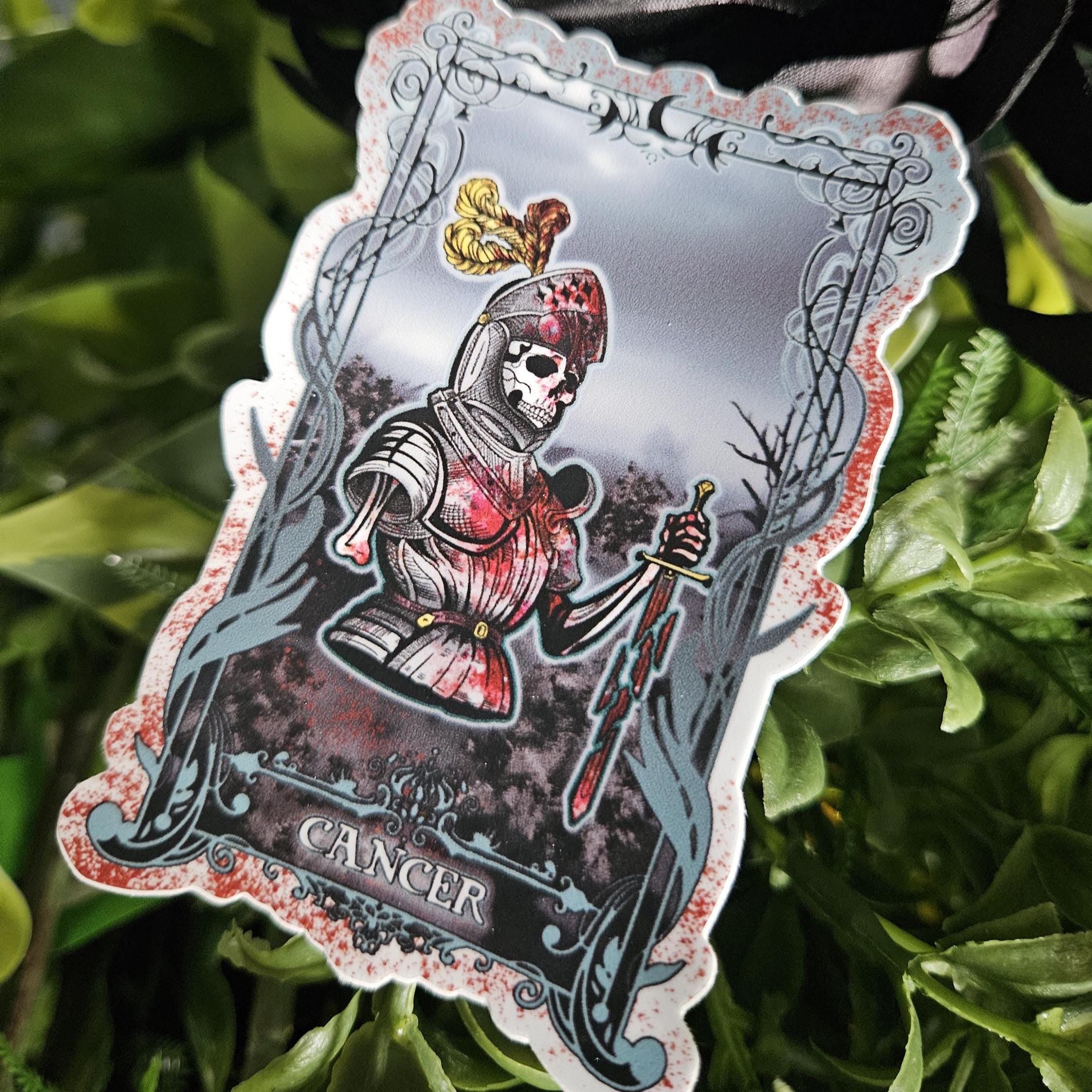 MATTE STICKER: CANCER Zodiac Tarot Card Style Art Acornandcrowstudio