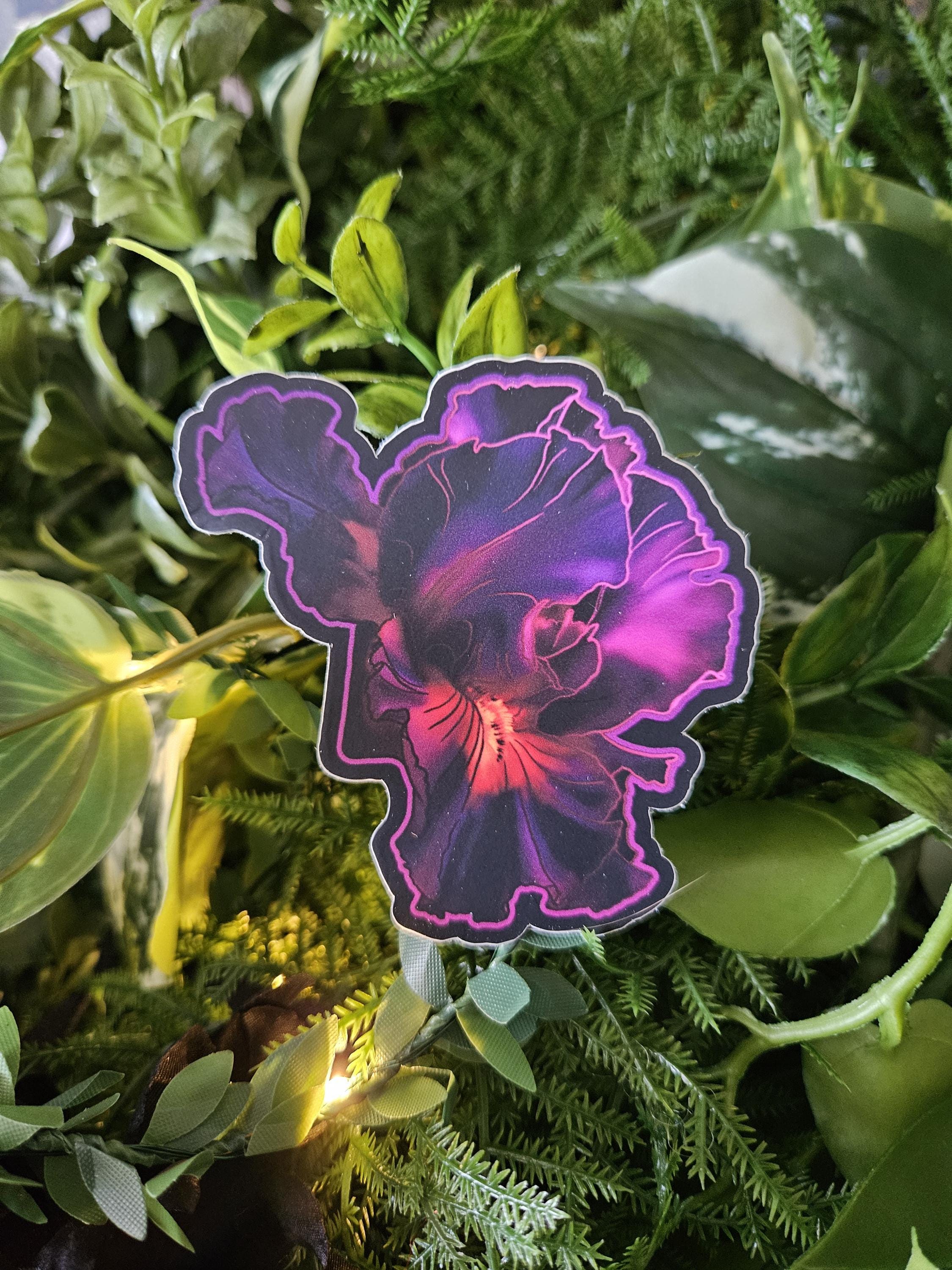 MATTE STICKER: Purple and Red Iris Flower Acornandcrowstudio