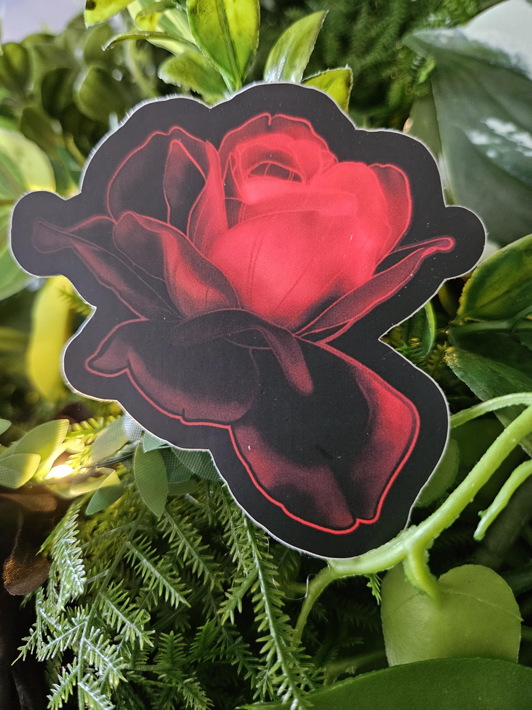 MATTE STICKER: Dark Red Rose Acornandcrowstudio