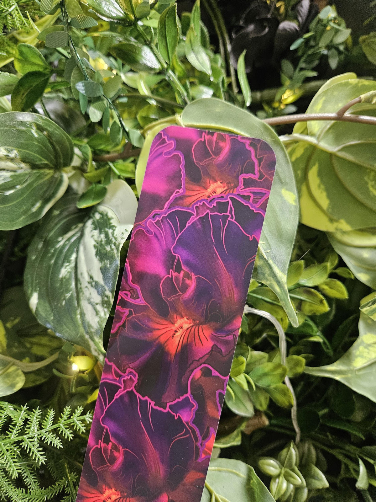 BOOKMARK: Purple Iris Flowers Acornandcrowstudio