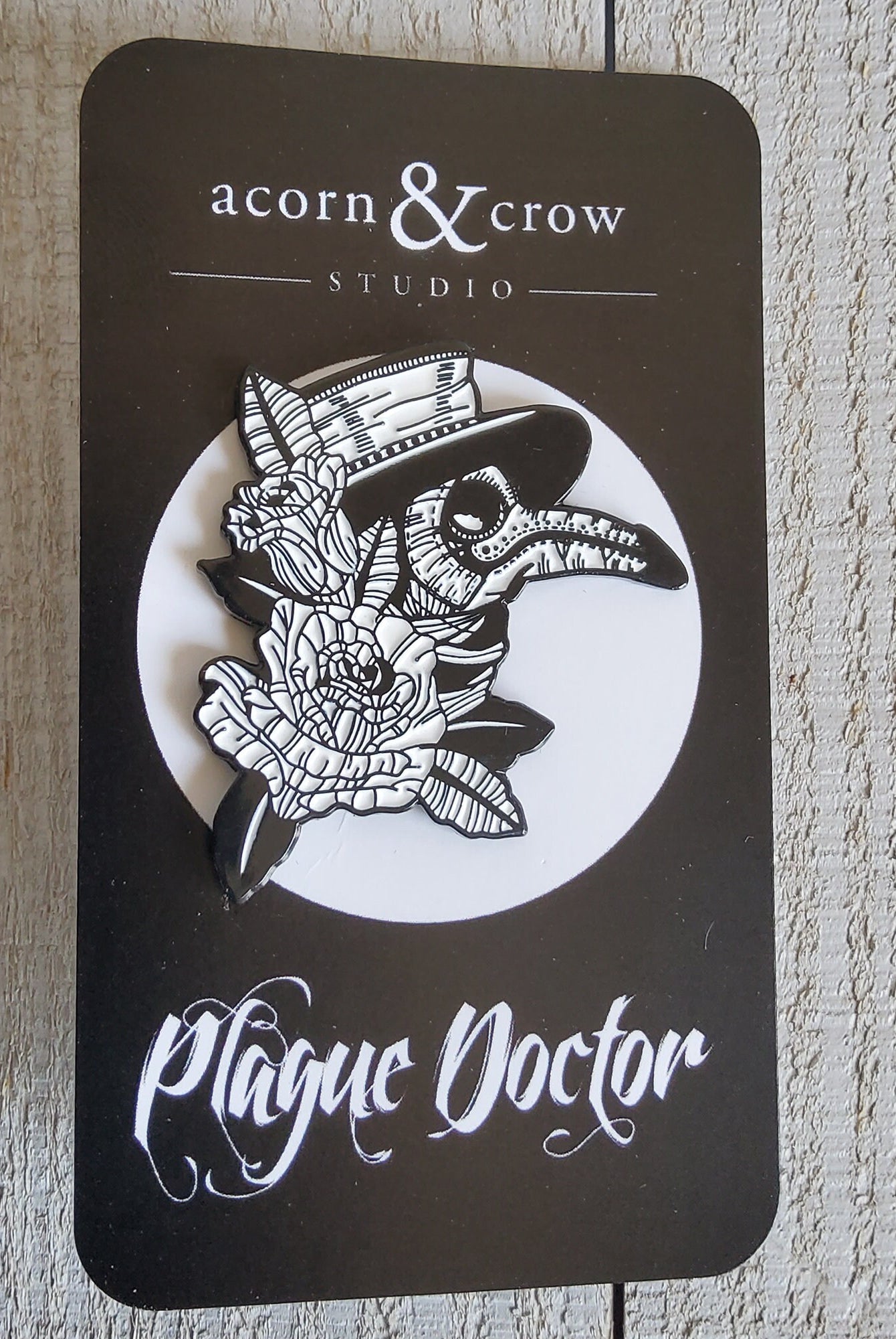 ENAMEL PIN: Plague Doctor Enamel Pin , Plague Doctor Black and White Enamel Pin , Black and White Enamel Pin , Plague Dr Enamel Pin