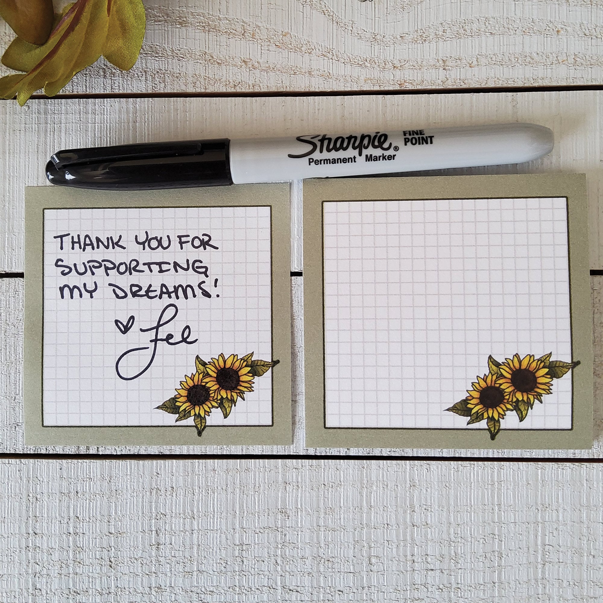 STICKY NOTES: Sunflower and Sage Notes , Floral Aesthetic Sticky Notes , Summer Sunflower Sticky Notes , Sunflower Sticky Note Pad