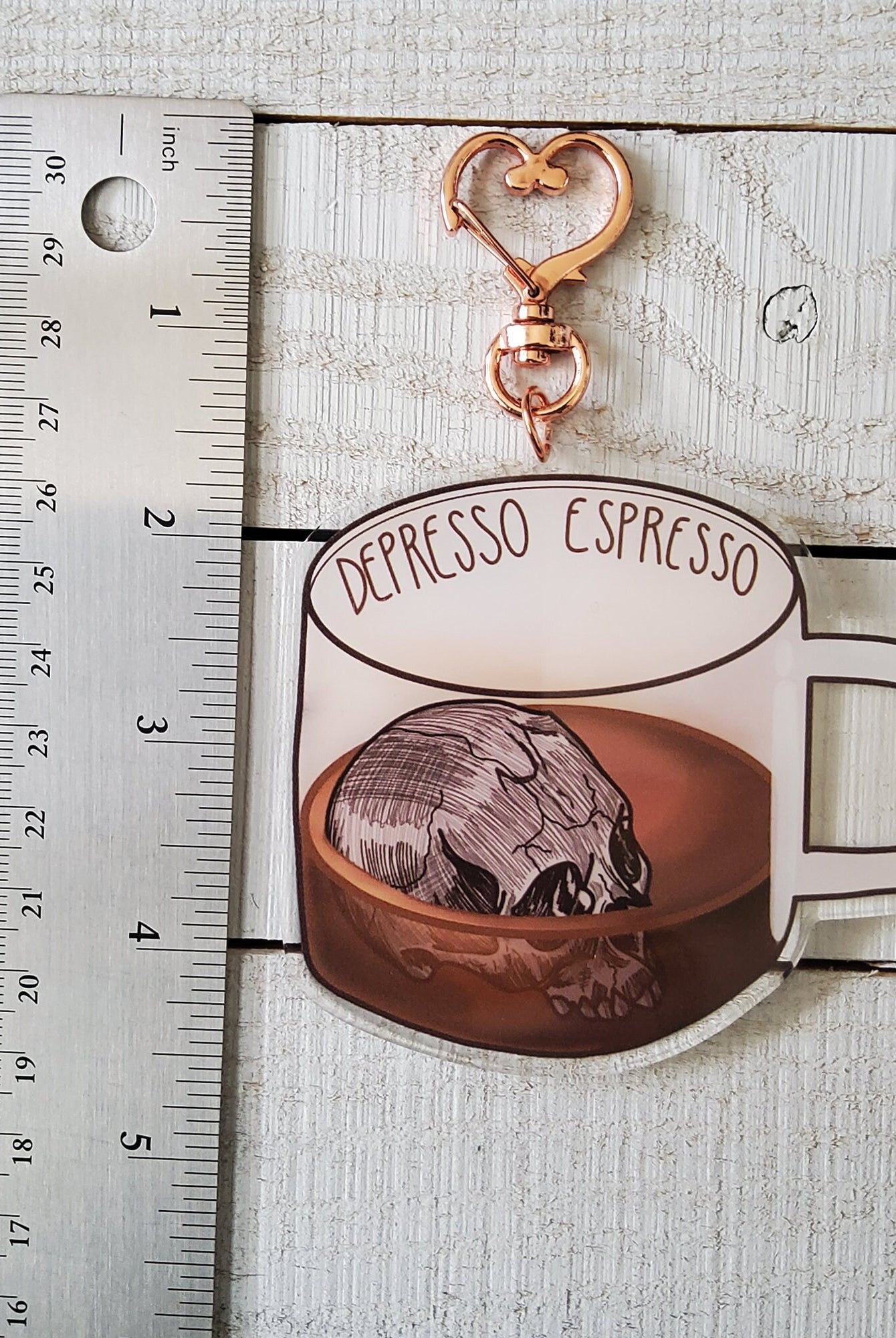 ACRYLIC CHARM: Depresso Espresso Skull Coffee Cup Mental Health , Depresso Espresso , Coffee Cup Charm , Skull Coffee Charm , Mental Health