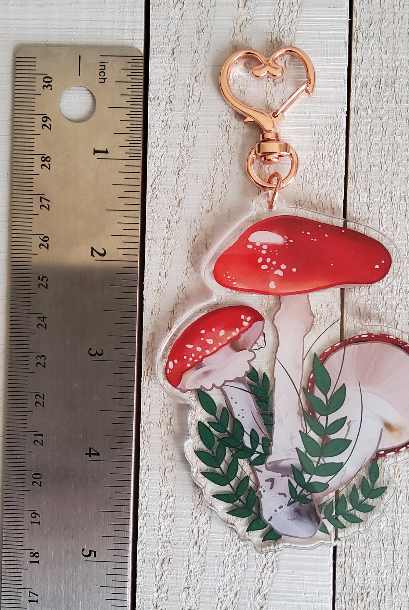 ACRYLIC CHARM Double Sided: Red Mushroom , Red Mushroom Charm , Mushroom Accessory , Red Mushroom Acrylic Accessory , Mushroom Charm
