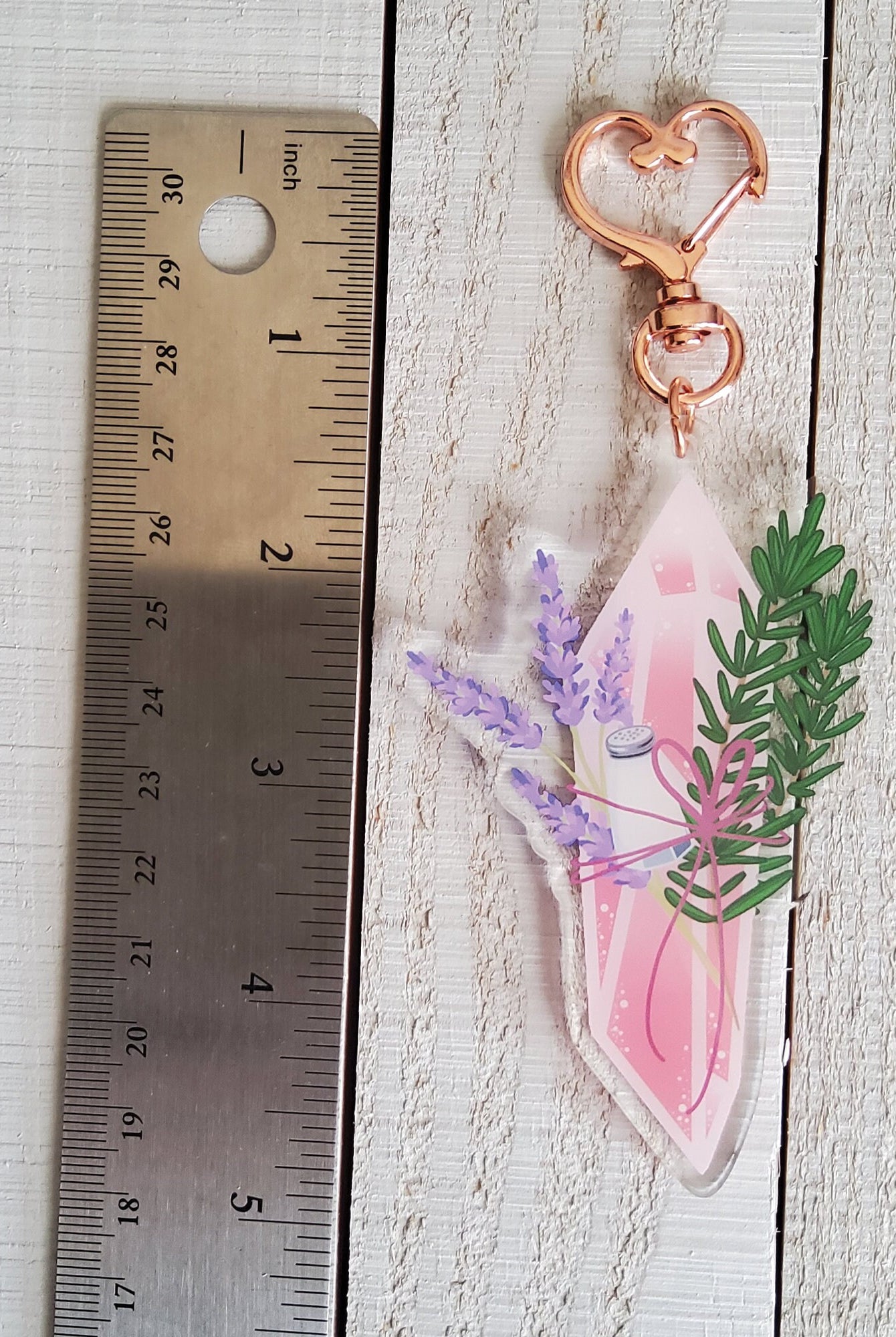 ACRYLIC CHARM Double Sided: Rosemary and Lavender Crystal Magic , Pink Aesthetic Crystal Charm , Crystal Charm , Magic Crystal Charm