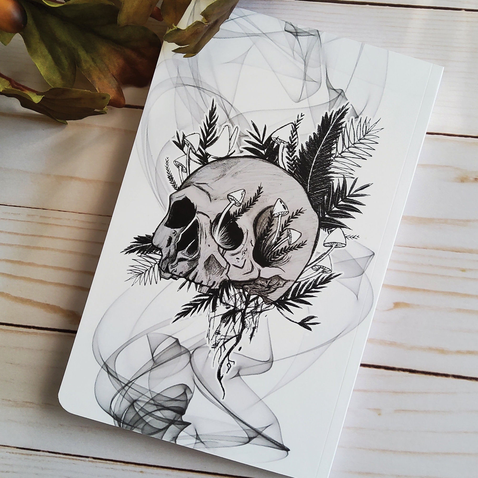 LAYFLAT NOTEBOOK: Rebirth Skull and Mushrooms Dot Grid Soft Cover , Skull and Mushrooms Journal , Skull Journal , Skull Dot Grid Notebook