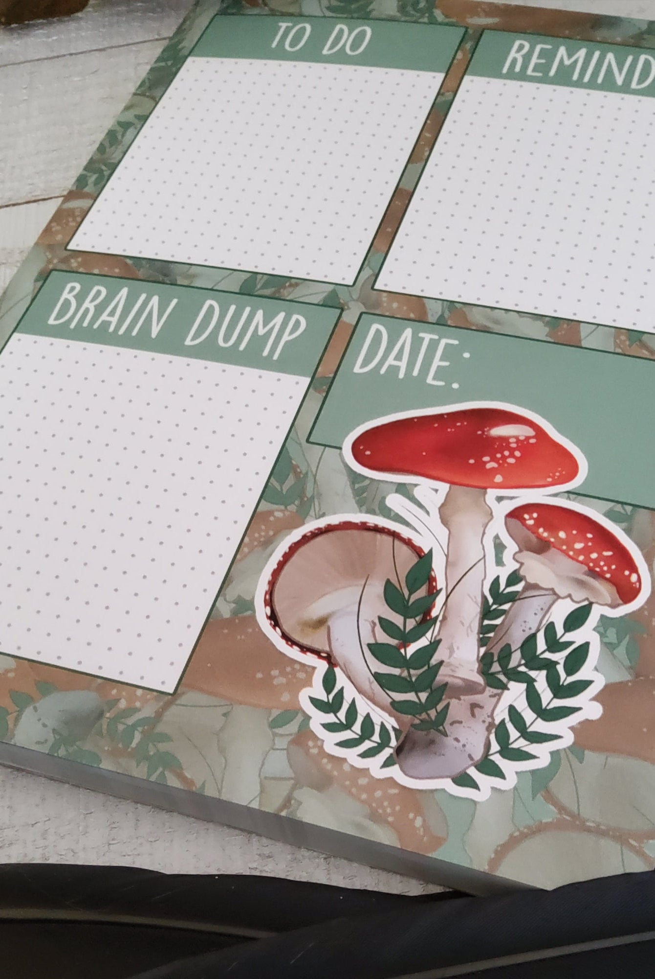 BRAIN DUMP NOTEPAD: Red Mushroom To Do List , Red Mushroom Notepad , Red Mushroom To Do Notepad , Red Mushroom Stationary , Mushroom