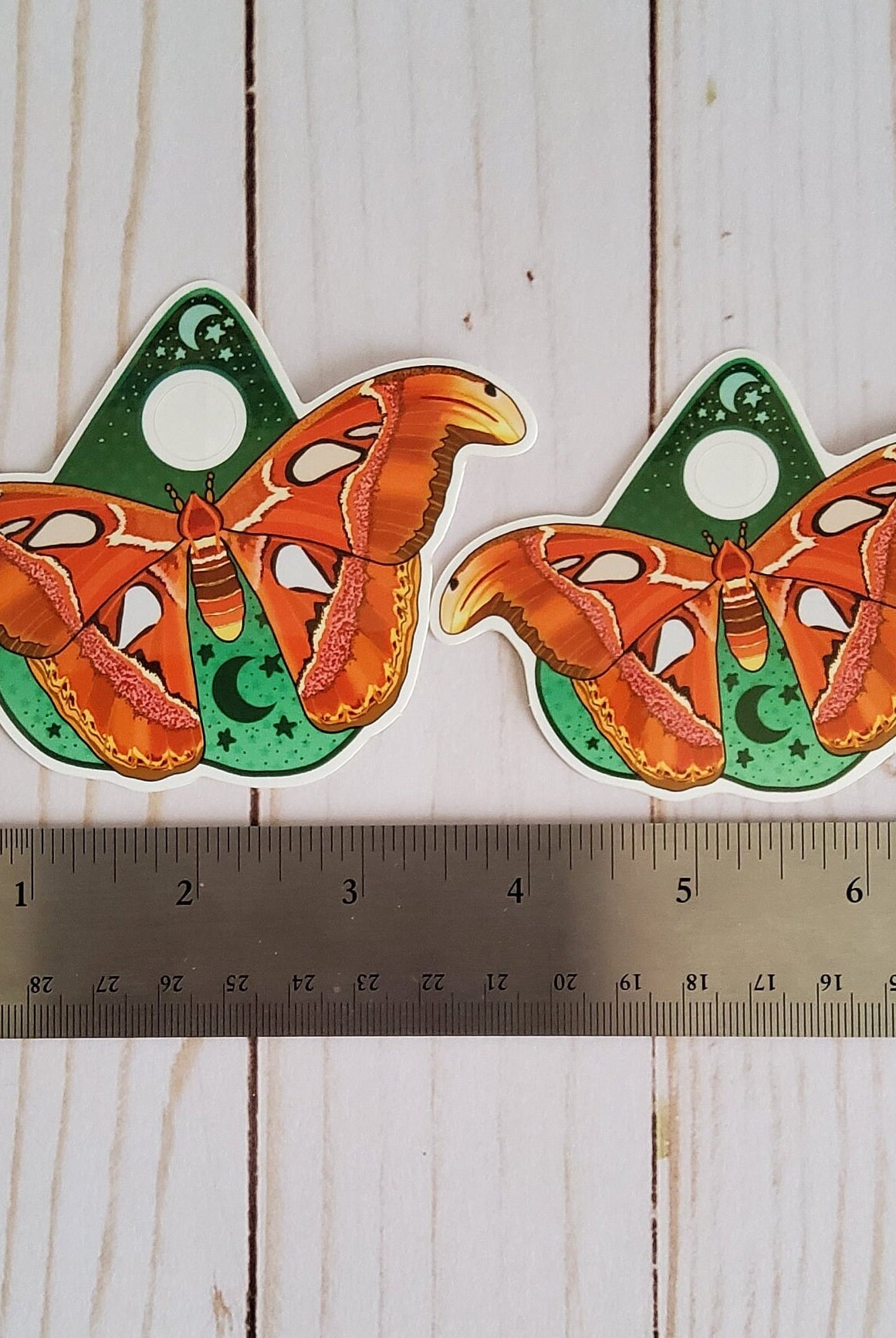GLOSSY STICKER: Atlas Moth and Planchette Die Cut , Atlas Moth and Planchette Sticker , Planchette Sticker , Atlas Moth Sticker , Moths