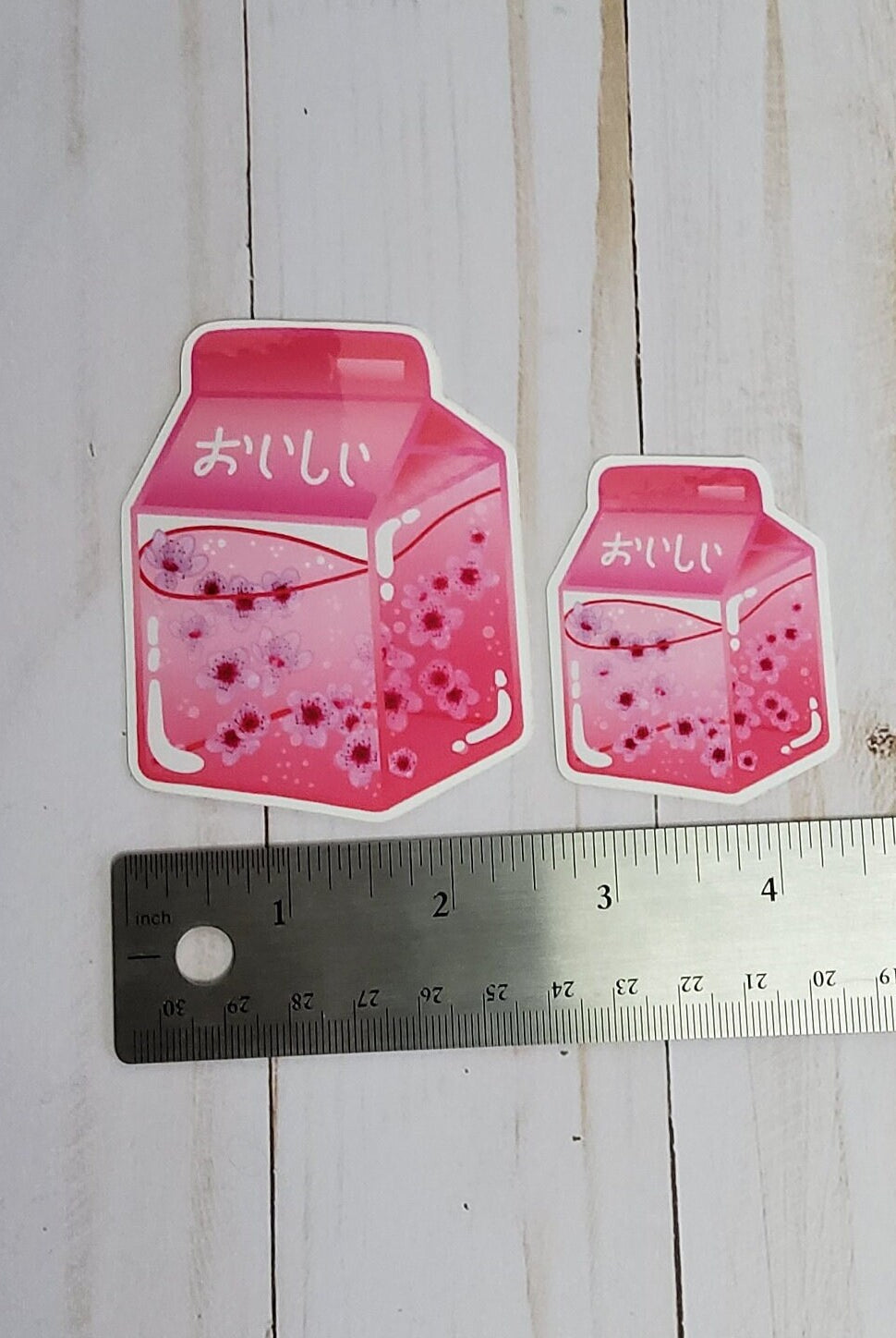 GLOSSY STICKER: Cherry Blossom Milk Die Cut Sticker , Pastel Pink Spring Milk Sticker , Pink Milk Sticker , Spring Cherry Blossom Sticker
