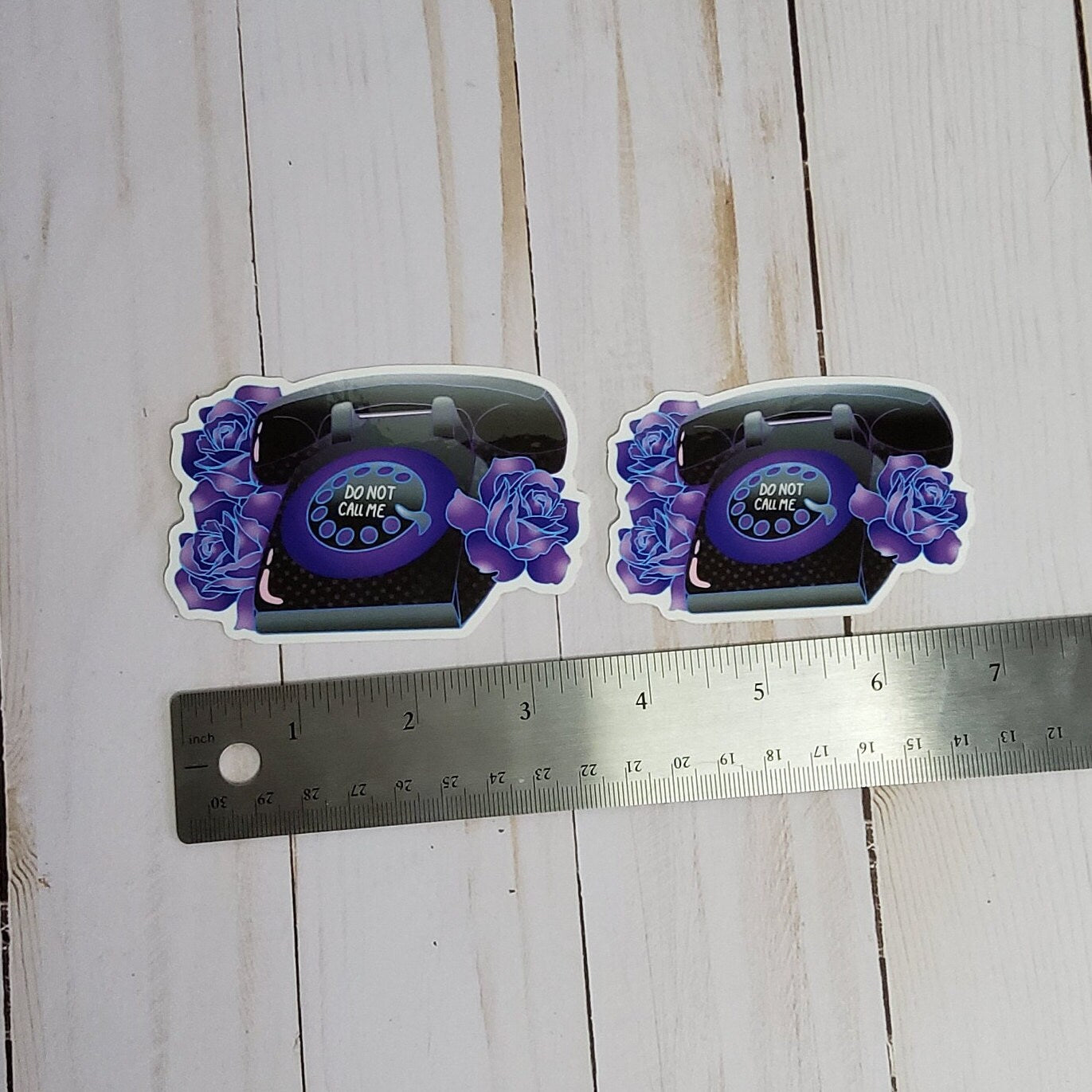 GLOSSY STICKER: Goth Don't Call Me Rotary Phone , Rotary Phone Sticker , Goth Phone Sticker , Retro Phone Sticker, Goth Sticker , Goth Vibes Sticker Acornandcrowstudio