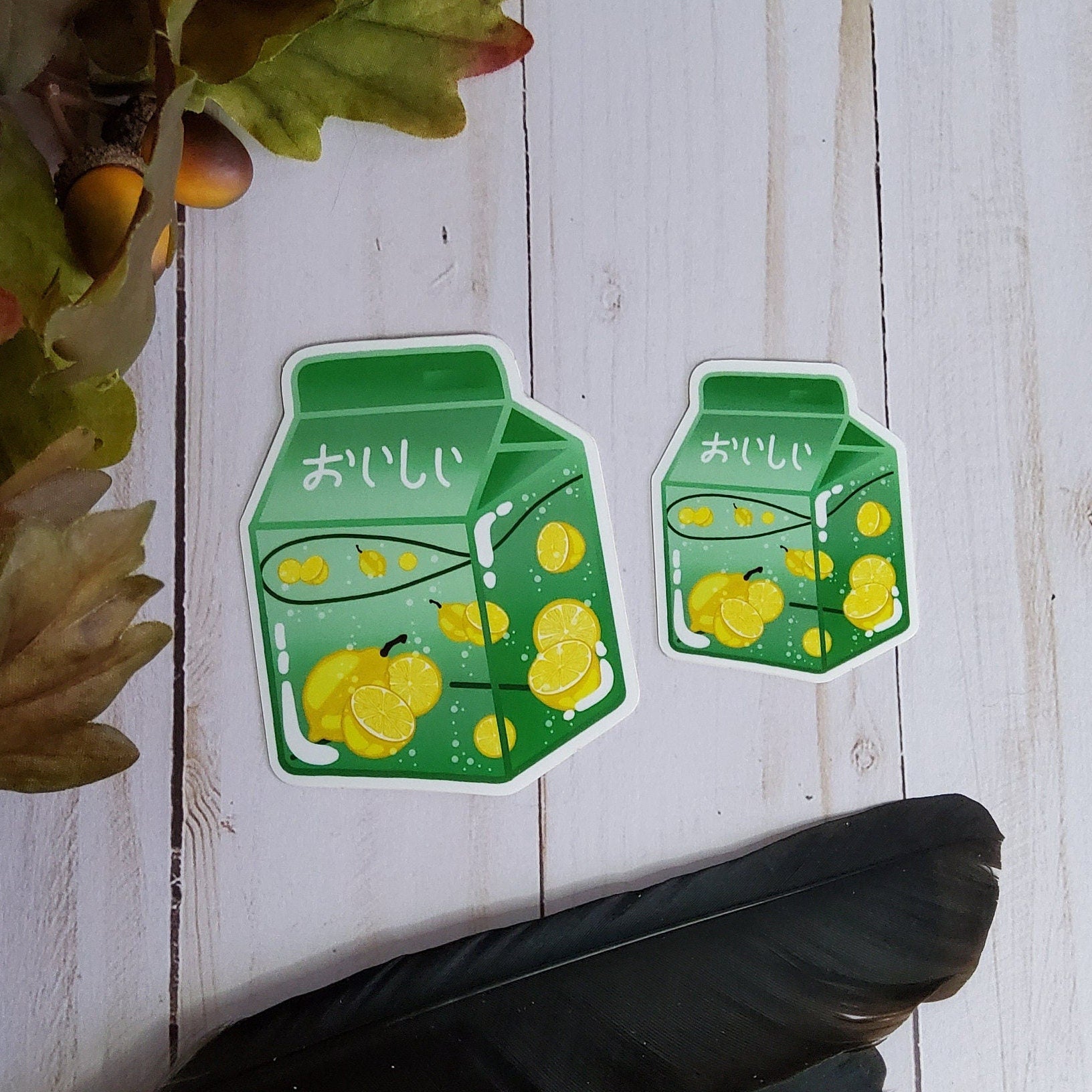 GLOSSY STICKER: Lemon and Mint Cute Milk Carton Sticker , Lemon Milk Sticker , Lemon Milk Sticker , Miniature Milk Sticker , Lemon Milk