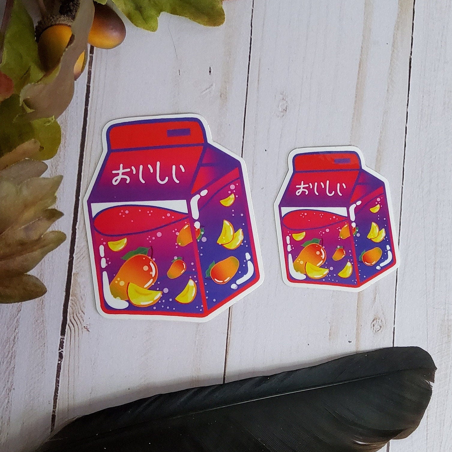 GLOSSY STICKER: Mango Fruit Pink and Purple Milk Carton , Mango Milk Sticker , Mango Milk Carton Sticker , Mango Fruit Sticker , Mango