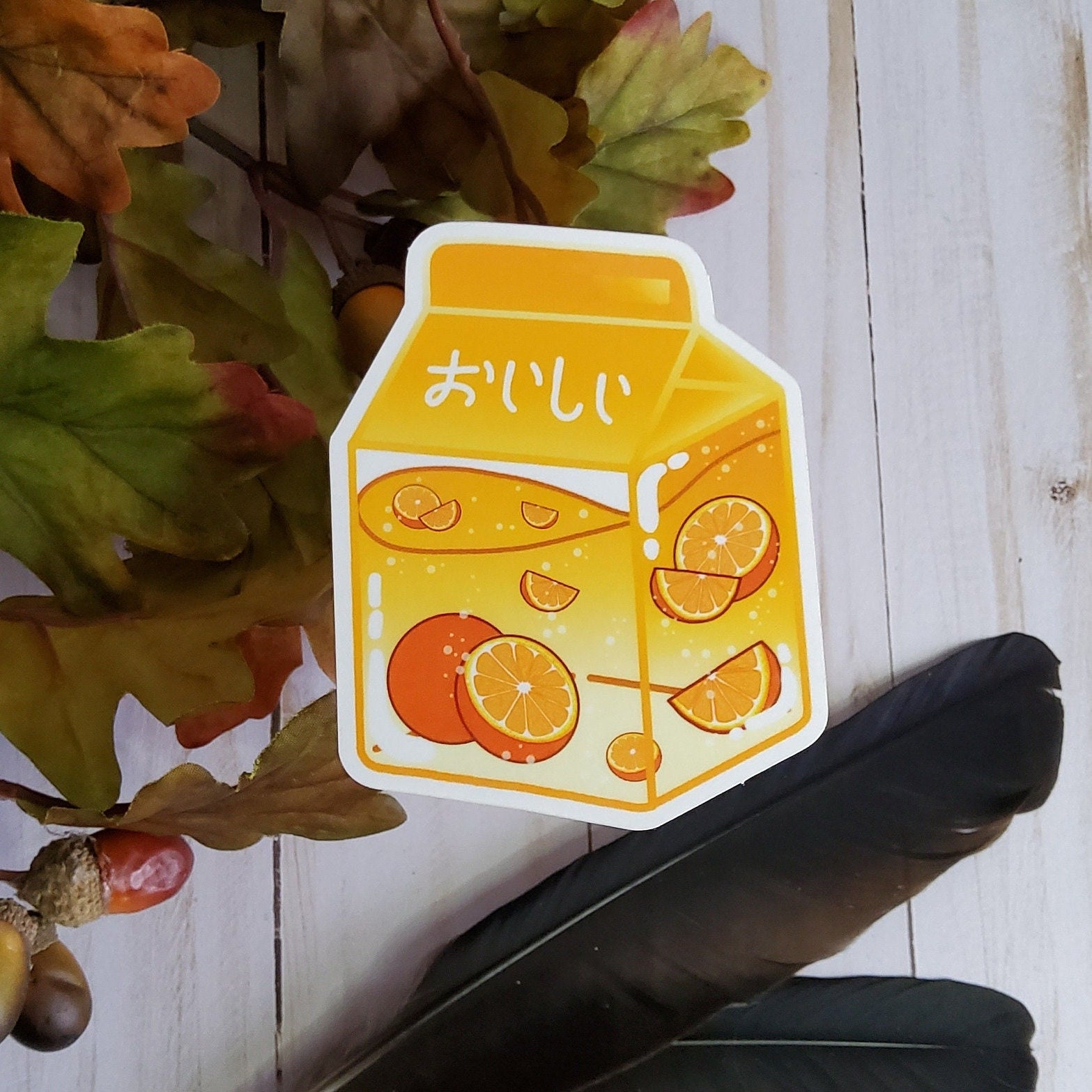 GLOSSY STICKER: Orange Milk Carton Cute Sticker , Orange Milk Sticker , Miniature Milk Sticker , Mini Orange Milk Sticker , Orange Milk