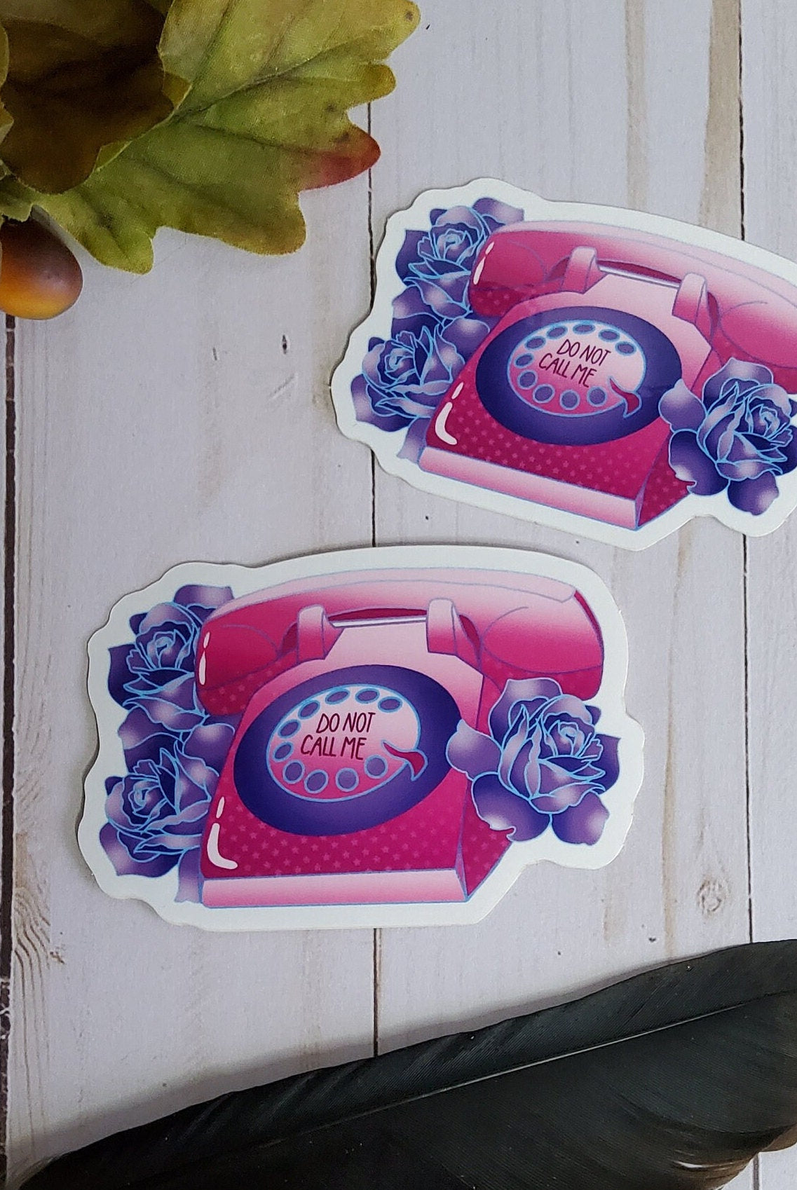 GLOSSY STICKER: Pastel Pink Don't Call Me Rotary Phone , Rotary Phone Sticker , Pink Phone Sticker , Retro Phone Sticker, Pink Phone Sticker