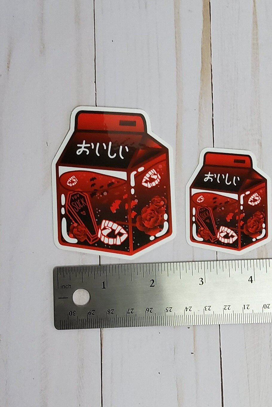 GLOSSY STICKER: Vampire Spooky Red Milk Carton , Vampire Milk Carton Sticker , Vampire Milk Sticker , Vampire Stickers , Cute Vampire Milk