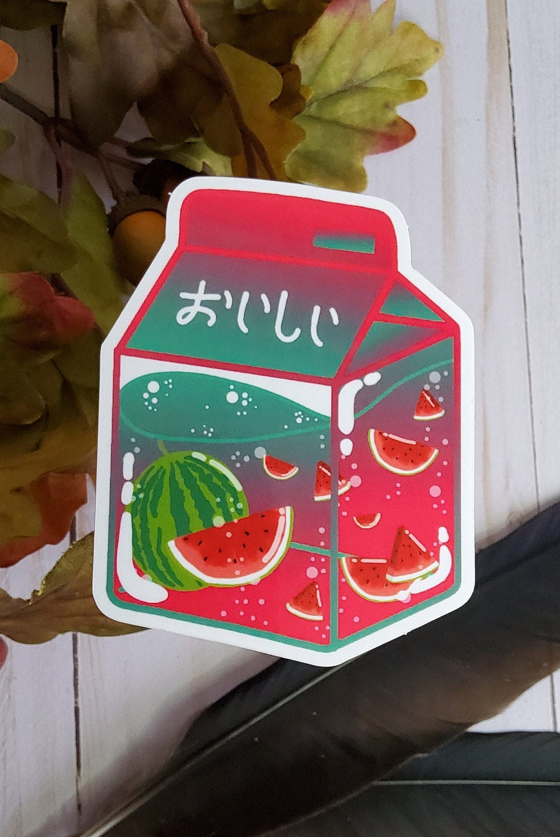 GLOSSY STICKER: Watermelon Summer Milk Die Cut Sticker , Watermelon Milk Sticker , Red Milk Sticker , Summer Vibes Sticker , Melon Sticker