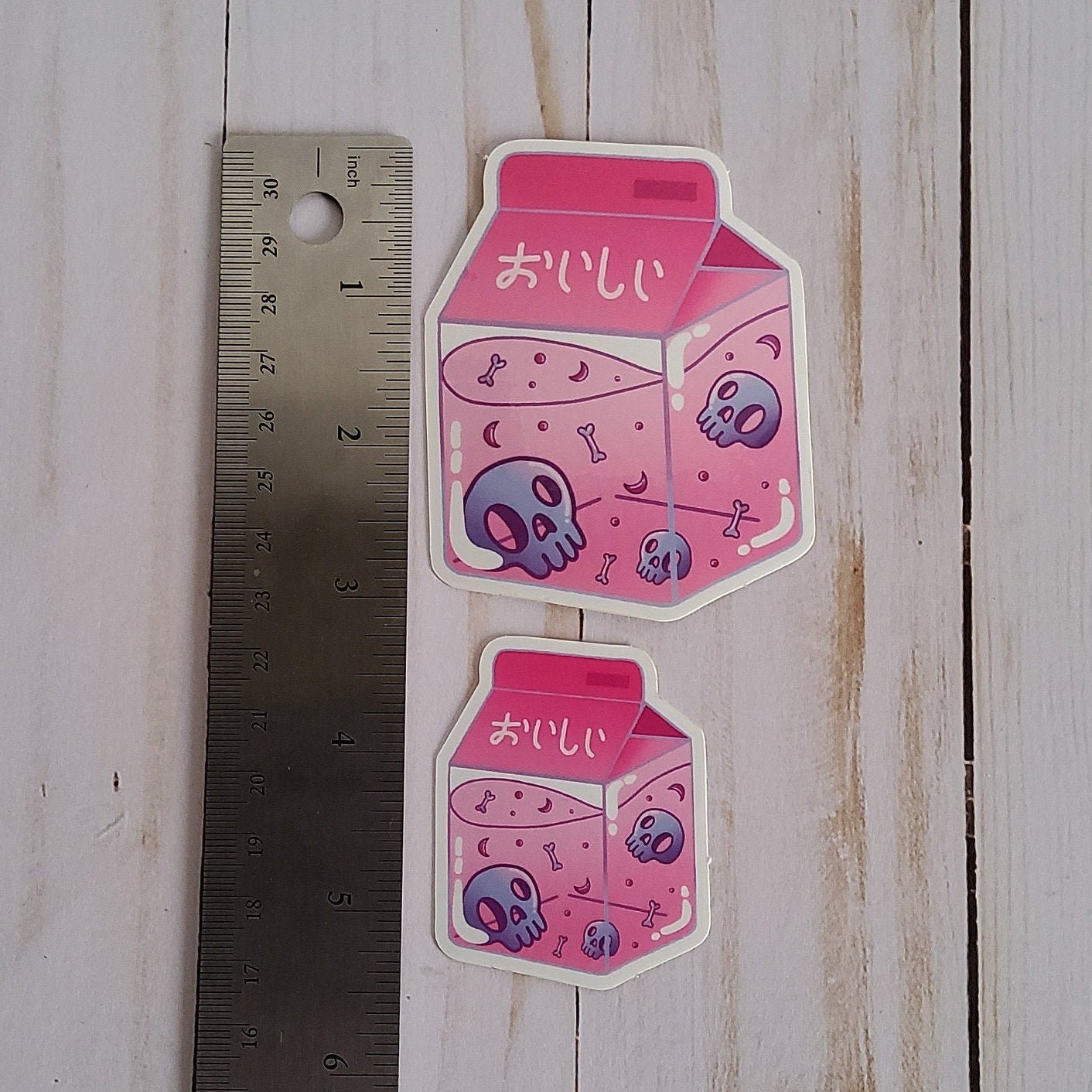 GLOSSY STICKER: Pink Milk Carton , Milk Carton Sticker , Pastel Milk Carton , Pastel Stickers , Skull Stickers , Pink Stickers , Aesthetic