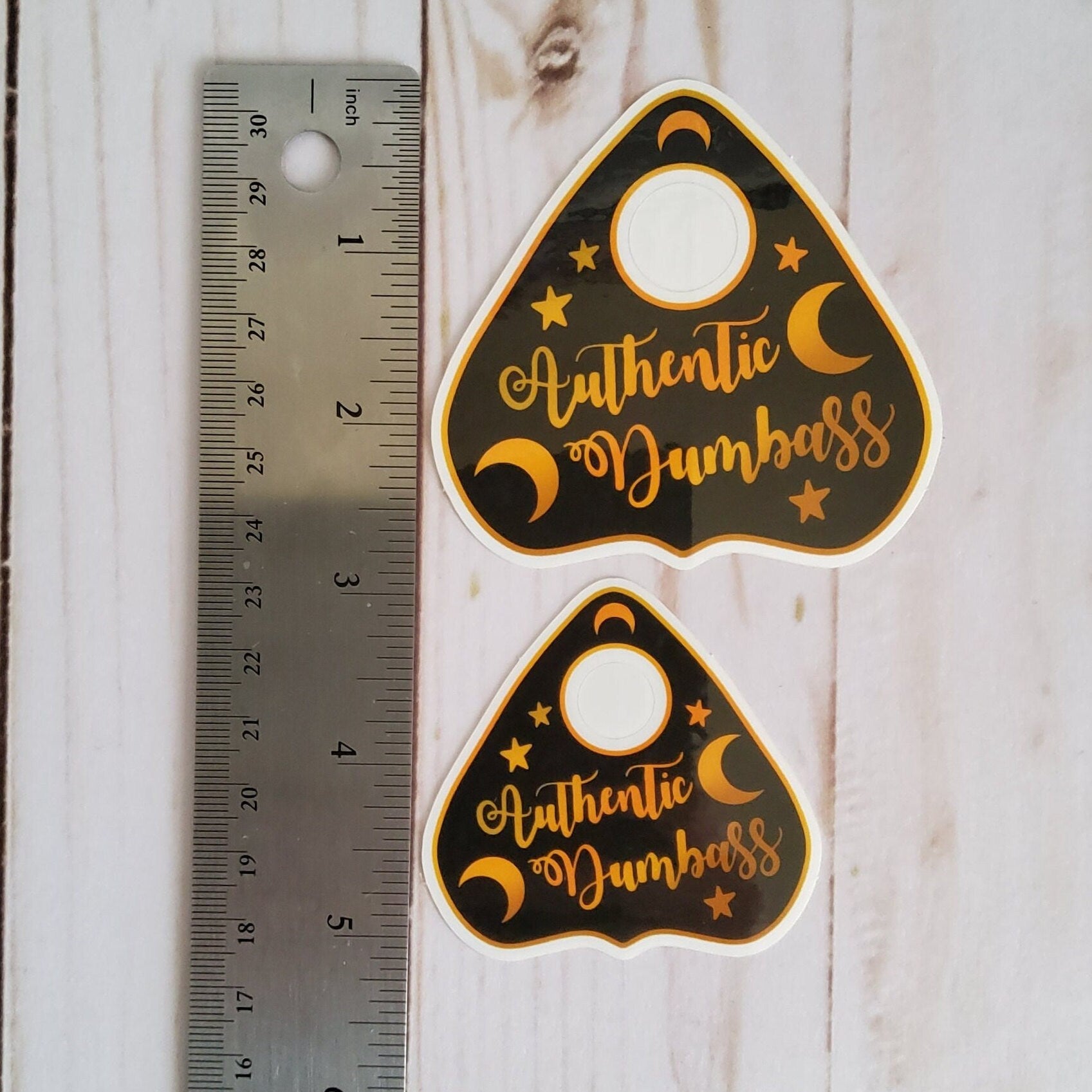 GLOSSY STICKER: Authentic Dumbass Planchette Sticker , Black Planchette Sticker , Sarcastic Stickers , Black and Gold Planchette Stickers