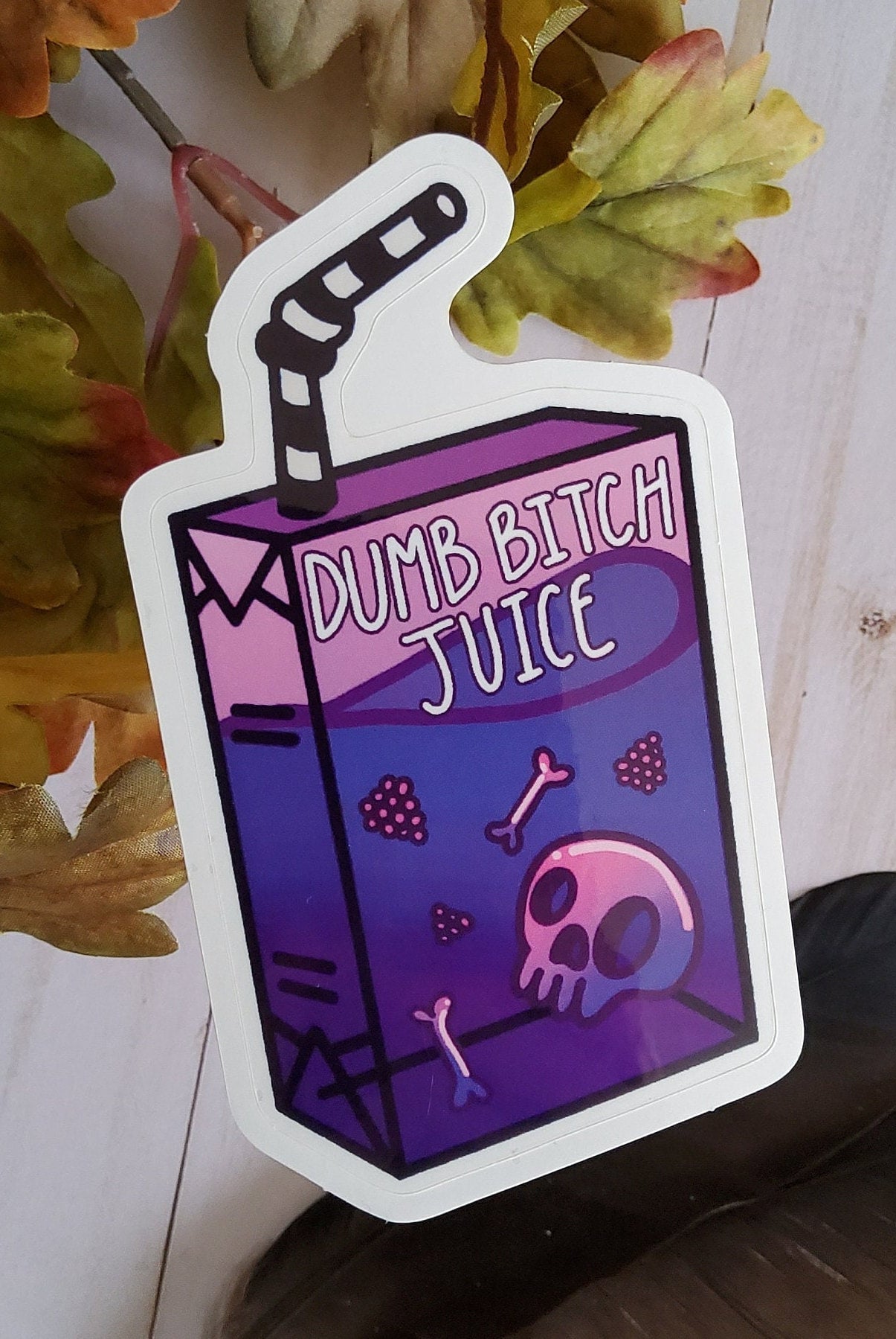 GLOSSY STICKER: Dumb Bitch Juice Carton Die Cut Sticker , Purple Juice Carton , Juice Sticker , Juice Carton Sticker , Kawaii Juice Sticker