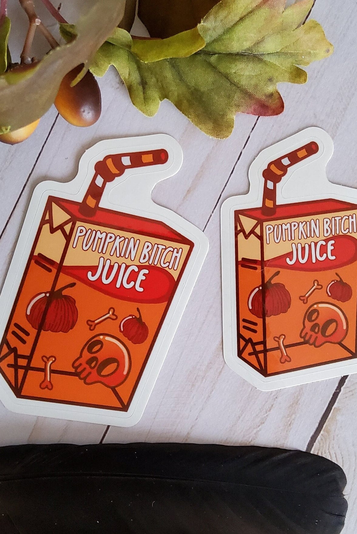 GLOSSY STICKER: Pumpkin Bitch Juice Carton Die Cut Sticker , Orange Juice Carton , Juice Sticker , Juice Carton Sticker , Pumpkin Juice