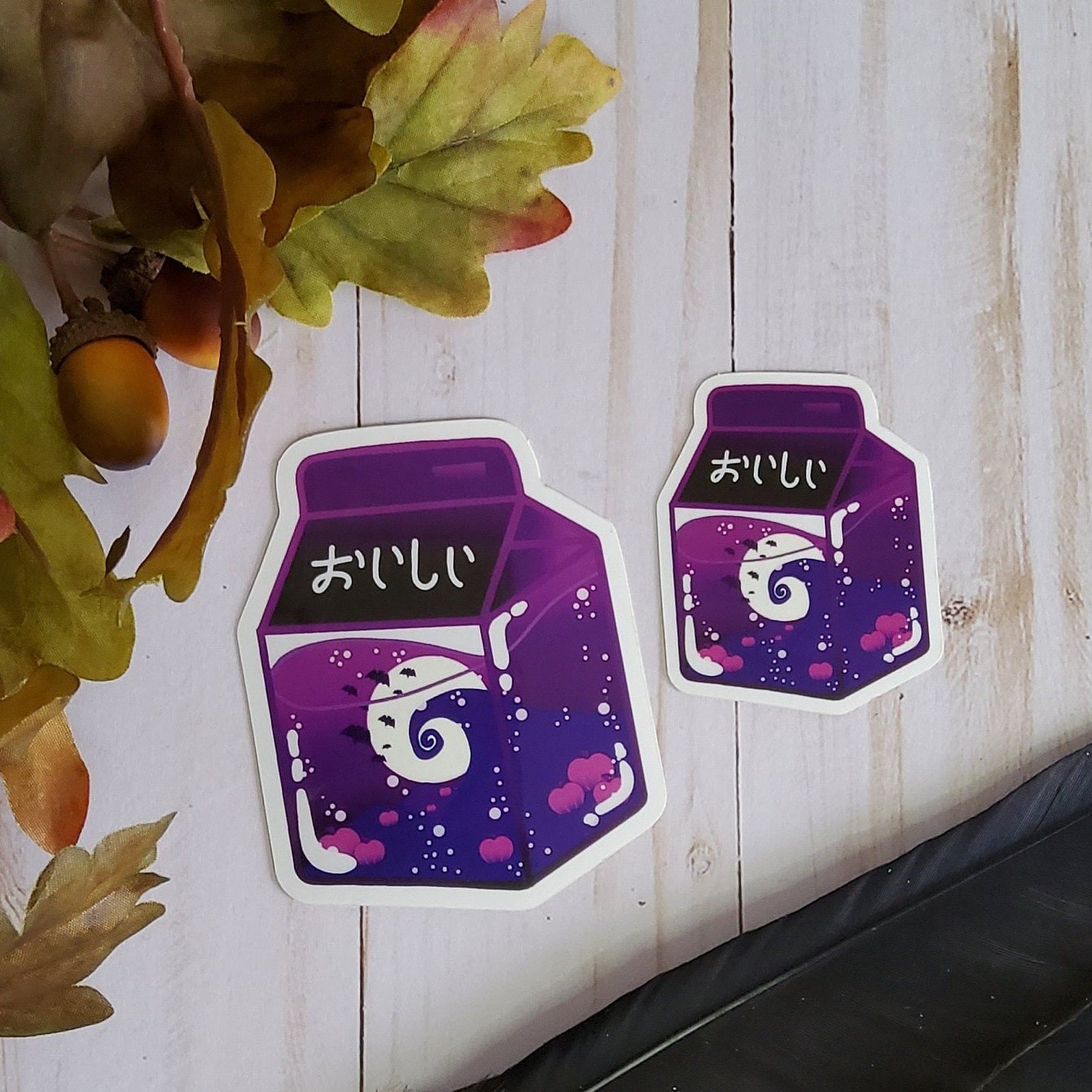 GLOSSY STICKER: Purple Spooky Moonlight Night Halloween Milk , Purple Milk Halloween Sticker , Purple Night Moon Milk Sticker , Moon Milk