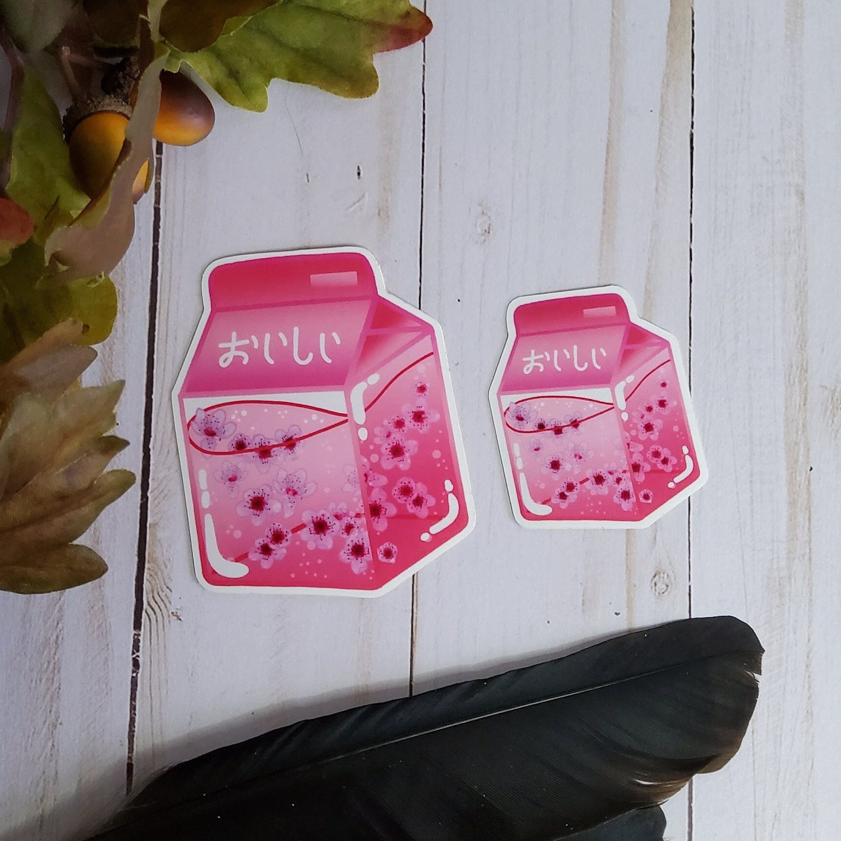 GLOSSY STICKER: Cherry Blossom Milk Die Cut Sticker , Pastel Pink Spring Milk Sticker , Pink Milk Sticker , Spring Cherry Blossom Sticker