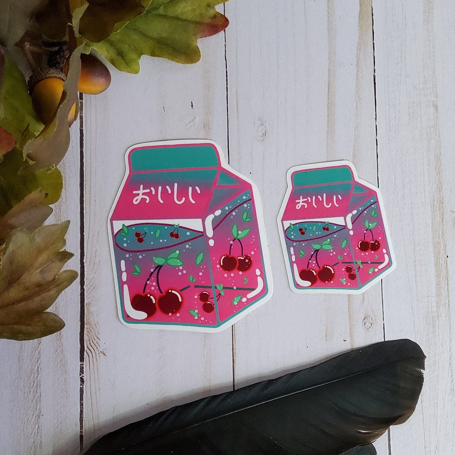 GLOSSY STICKER: Cherry Teal and Red Milk Carton , Aesthetic Cherry Milk Sticker , Aesthetic Milk , Cherry Milk Sticker , Cherry Milk Carton