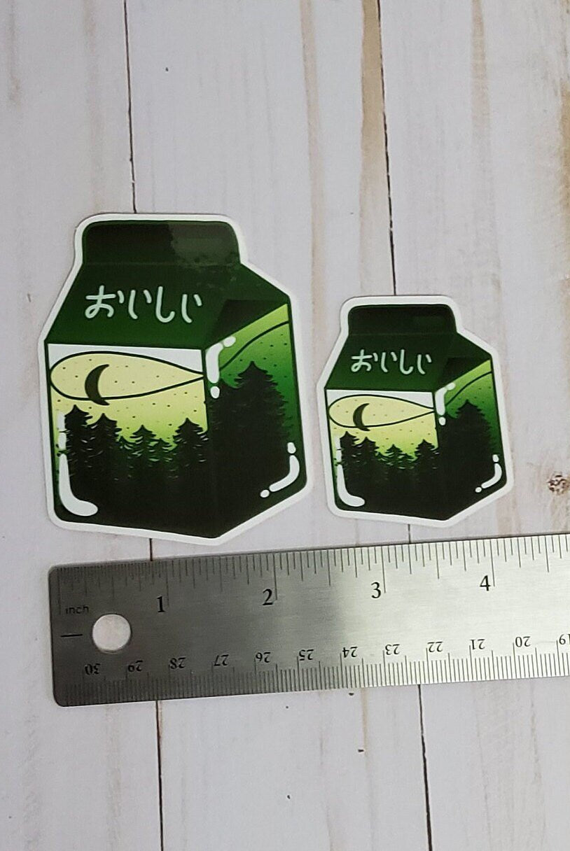 GLOSSY STICKER: Dark Green Forest Night Milk Sticker , Dark Forest Sticker , Dark Milk Forest Sticker , Midnight Green Forest Sticker
