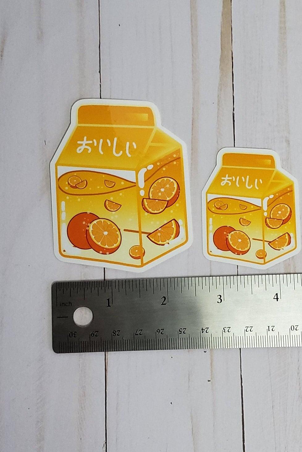 GLOSSY STICKER: Orange Milk Carton Cute Sticker , Orange Milk Sticker , Miniature Milk Sticker , Mini Orange Milk Sticker , Orange Milk