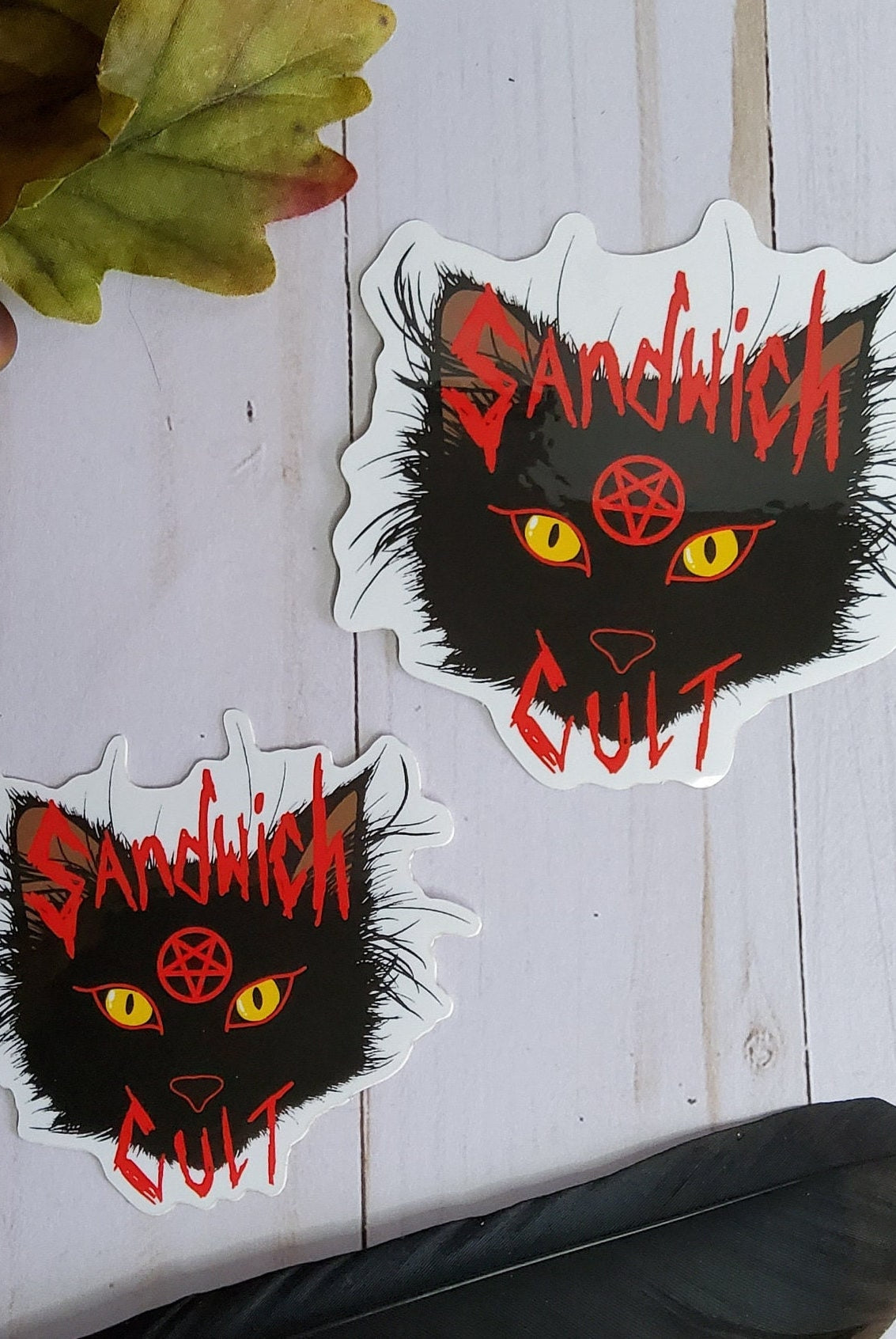 GLOSSY STICKER: Sandwich Cult Black Cat Sticker , Black Cat Cult Sticker , Sandwich the Cat Sticker