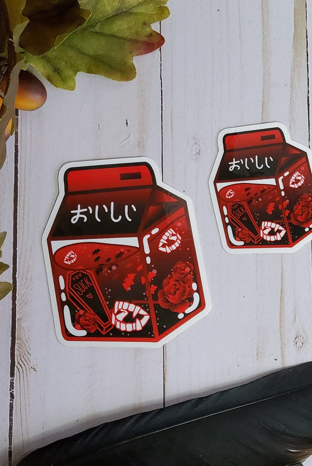 GLOSSY STICKER: Vampire Spooky Red Milk Carton , Vampire Milk Carton Sticker , Vampire Milk Sticker , Vampire Stickers , Cute Vampire Milk