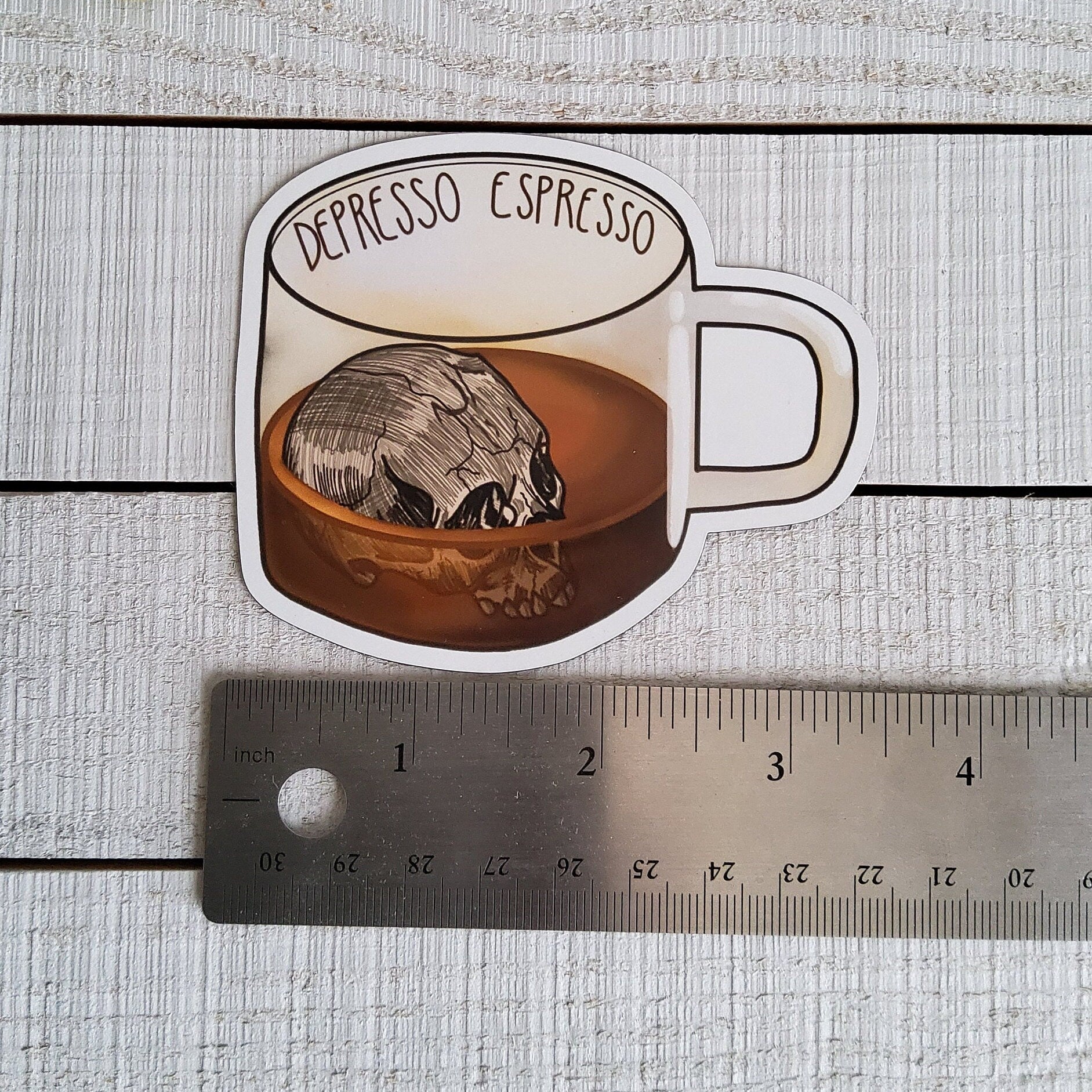 MAGNET: Depresso Espresso Magnet , Coffee Cup Magnet , Skull Coffee Magnet , Coffee Skull Magnet , Depresso Espresso Skull Magnet