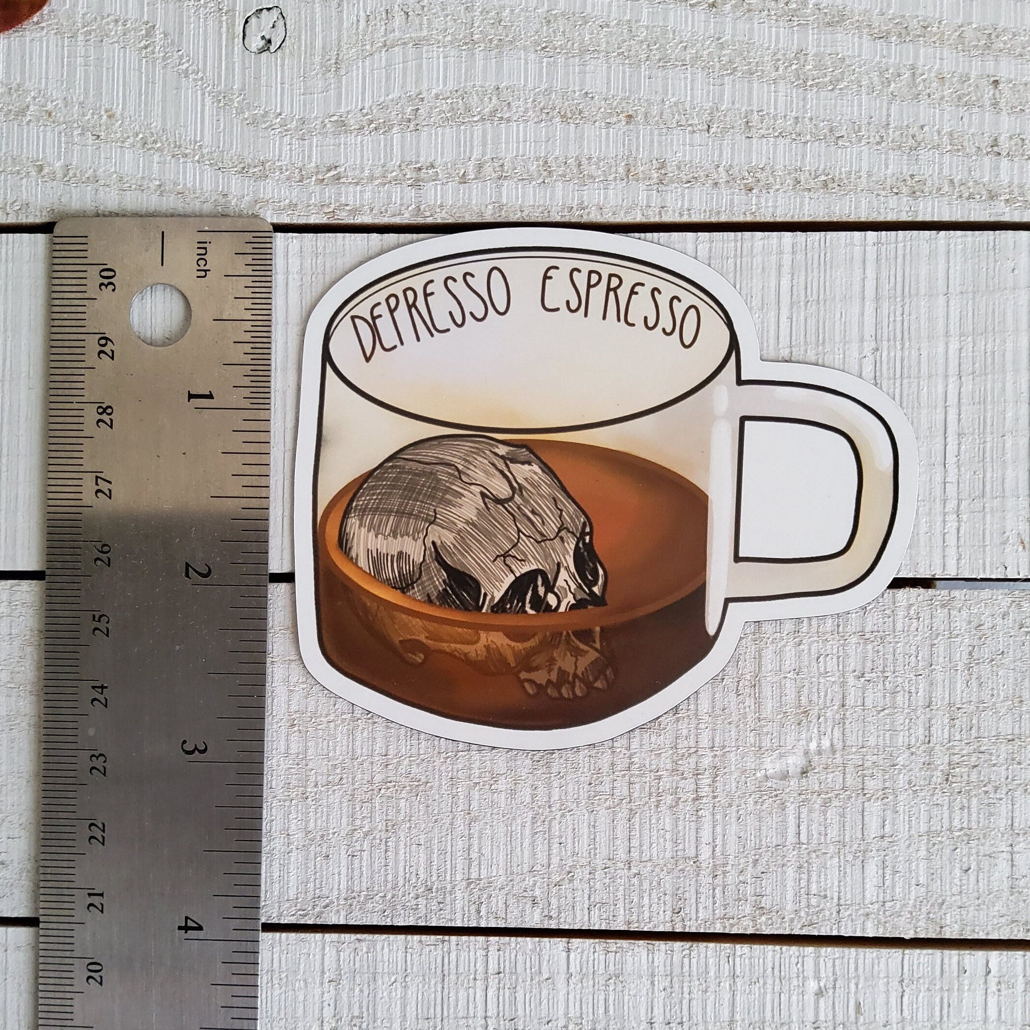 MAGNET: Depresso Espresso Magnet , Coffee Cup Magnet , Skull Coffee Magnet , Coffee Skull Magnet , Depresso Espresso Skull Magnet