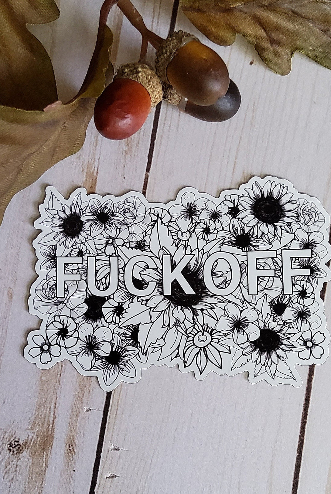 MAGNET: Fuck Off Floral Decorative Magnet , Floral Magnet , Funny Decorative Magnet , F Off Magnet , Floral Profanity Magnet