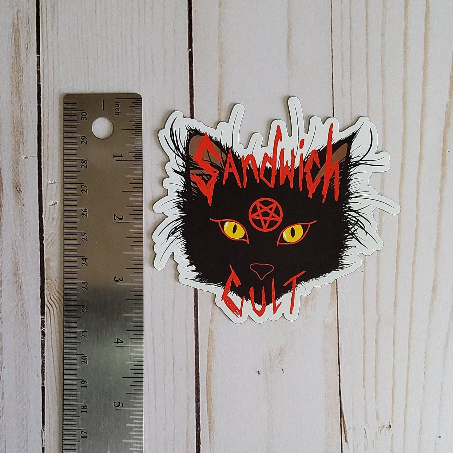 MAGNET: Sandwich Cult Black Cat Decorative , Sandwich Cult Magnet , Black Cat Magnet , Black Cat Cult Magnet , Black Cat Decorative Magnet