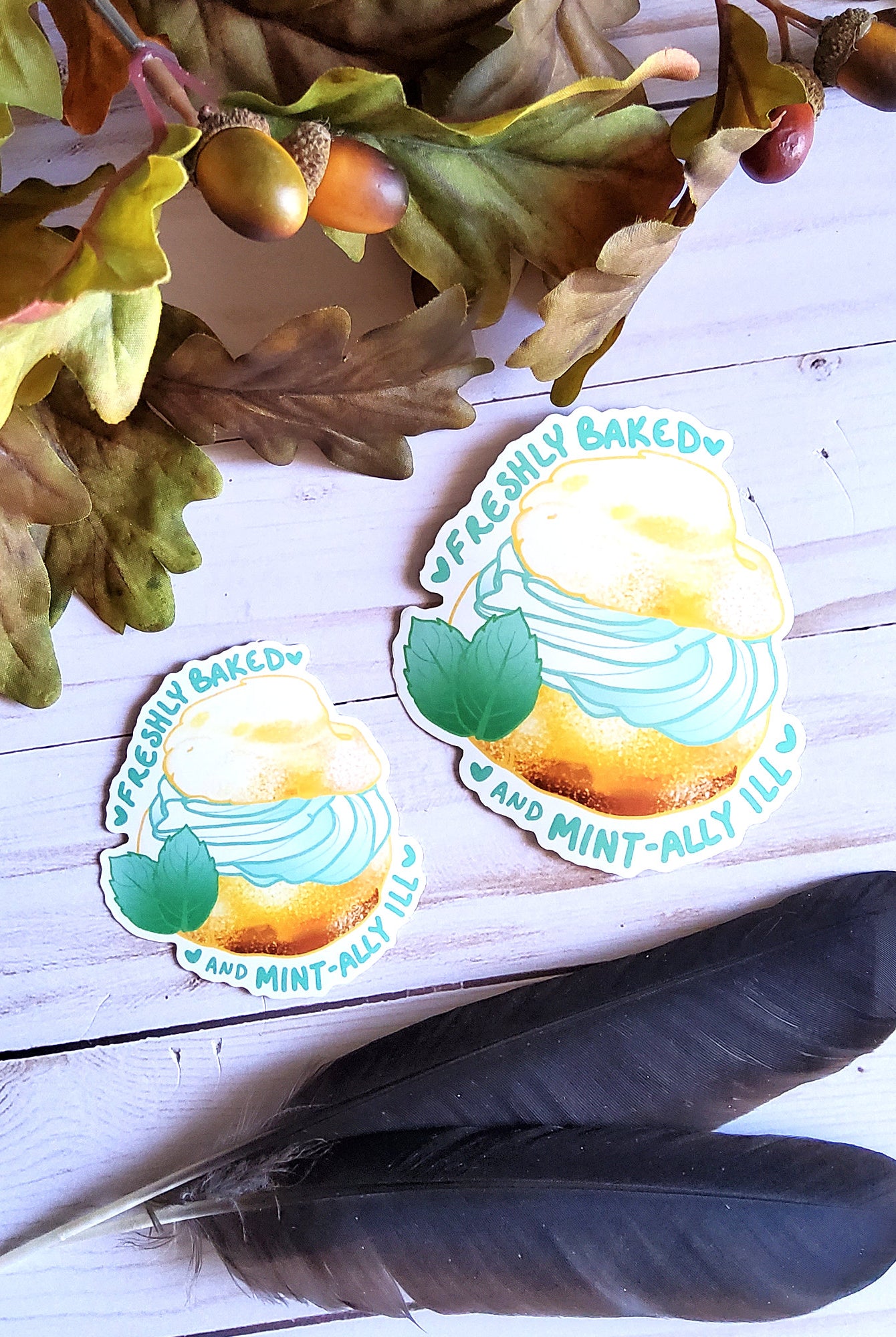 GLOSSY STICKER: Freshly Baked and Mint-ally Ill Creampuff Sticker , Mint-ally Ill Creampuff Sticker , Pastry Sticker , Mint-ally Ill