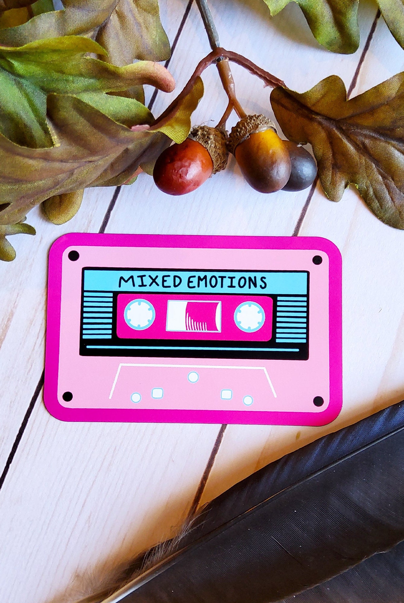 MAGNET: Mixed Emotions Pink 80s Vibes Cassette Tape , Cassette Tape Decorative Magnet , Pink Tape Magnet , Pink Mixed Emotions Magnet