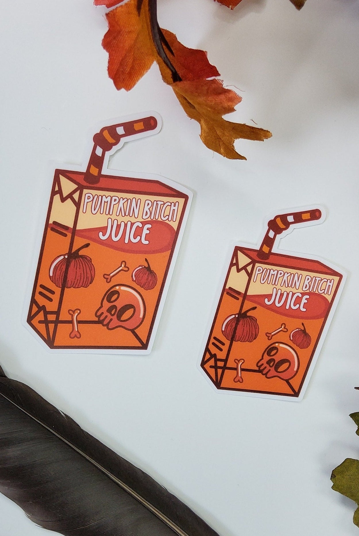 MATTE STICKER: Pumpkin Bitch Juice Carton Die Cut Sticker , Orange Juice Carton , Juice Sticker , Juice Carton Sticker , Pumpkin Juice