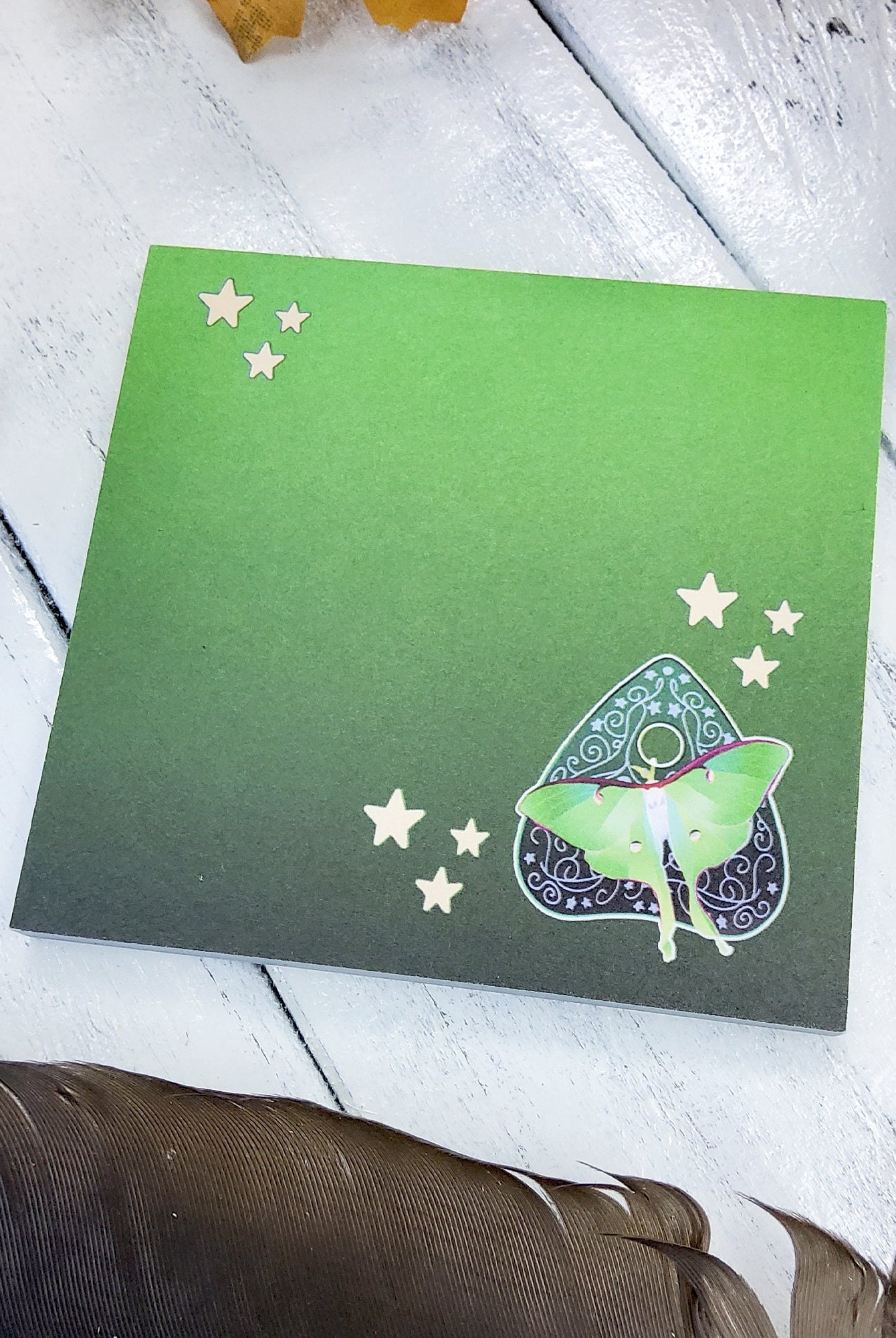 STICKY NOTES: Luna Moth Green Planchette Sticky Notes , Luna Moth Stationery , Luna Moth Art , Green Luna Moth Art