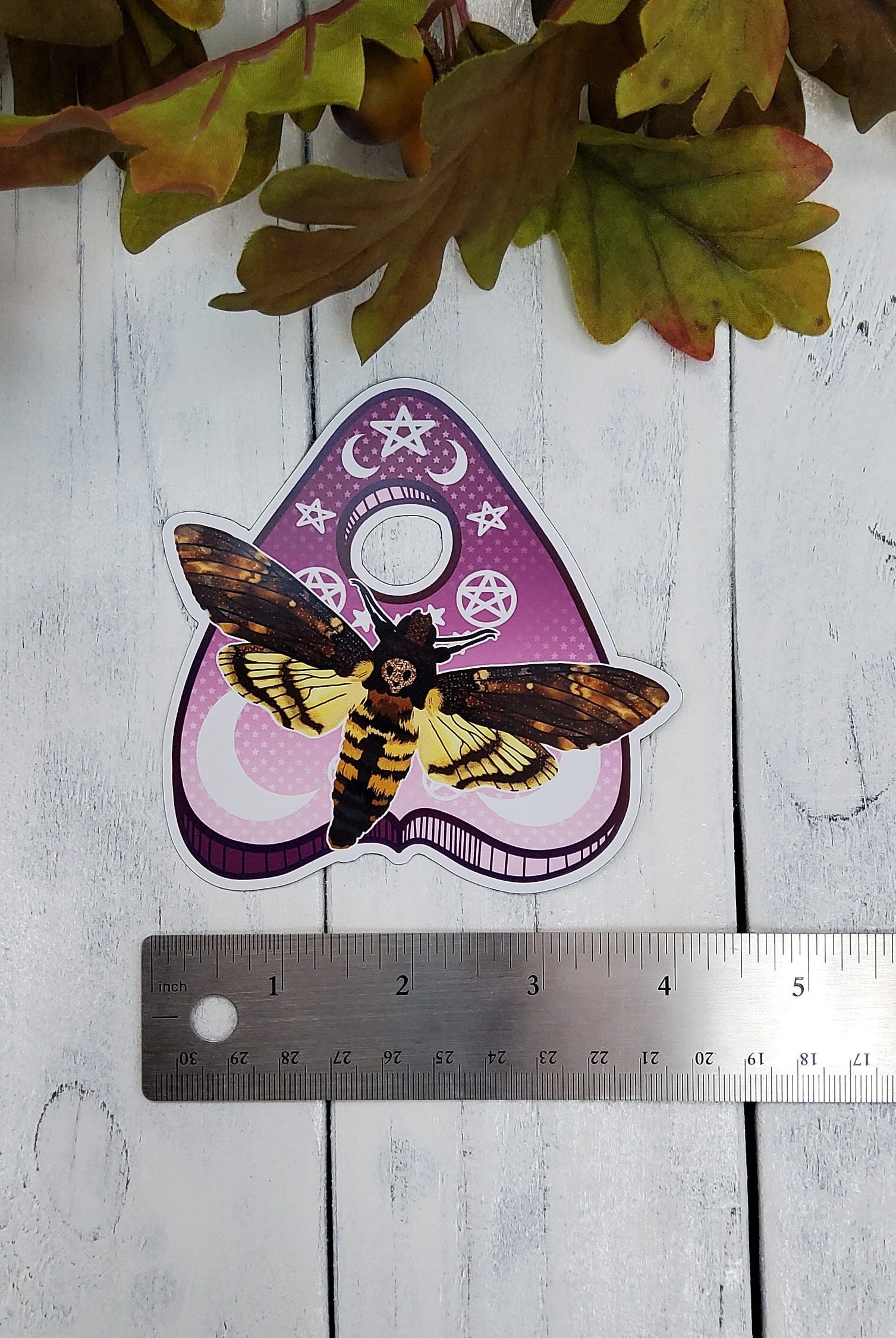 MAGNET: Death's Head Hawk Moth and Purple Planchette , Moth Planchette , Hawk Moth Planchette , Hawk Moth Purple Art