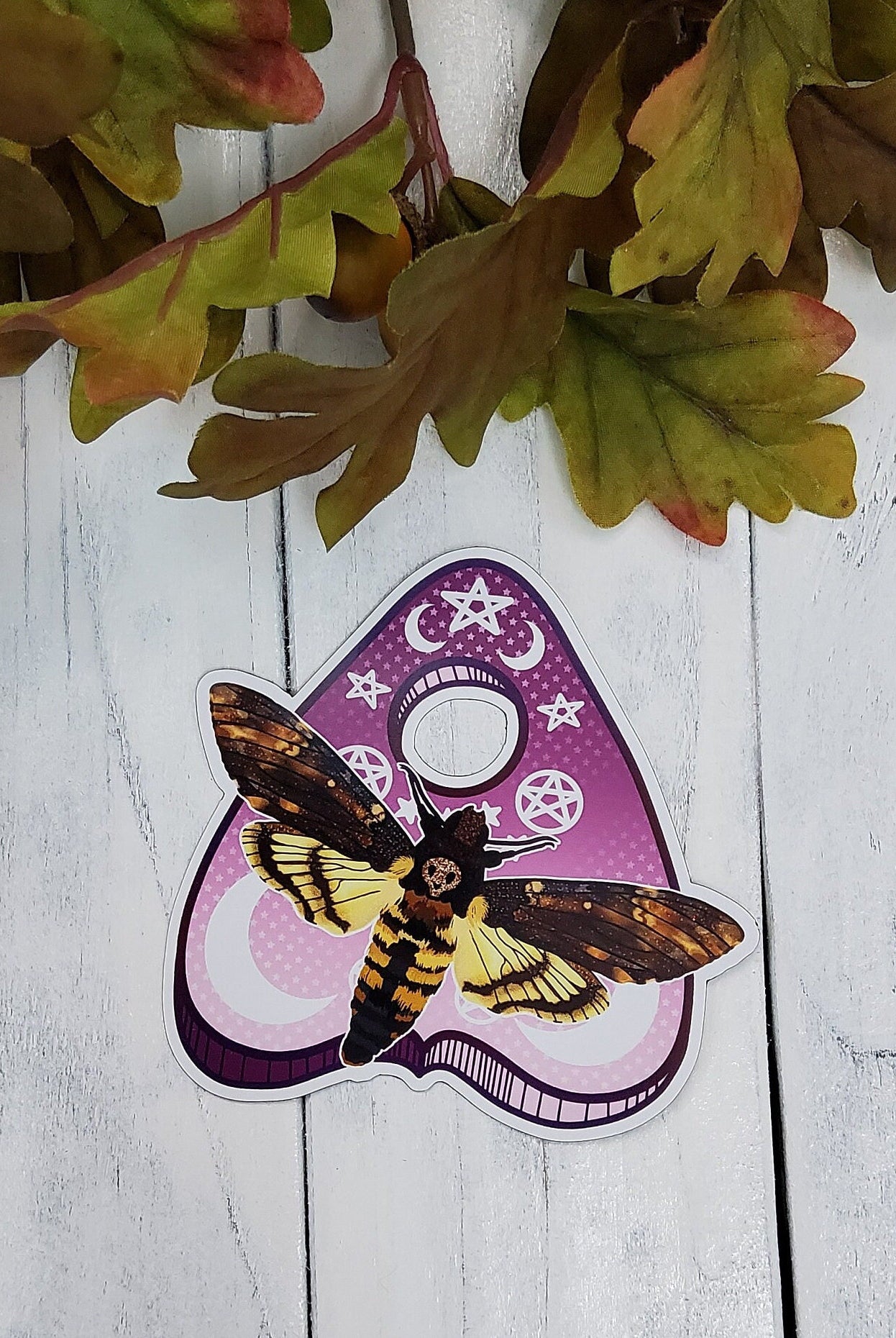 MAGNET: Death's Head Hawk Moth and Purple Planchette , Moth Planchette , Hawk Moth Planchette , Hawk Moth Purple Art