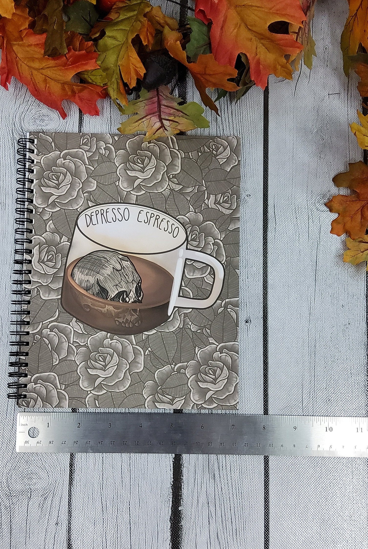 SPIRAL NOTEBOOK: Depresso Espresso Skull Coffee Cup Mental Health , Depresso Espresso , Coffee Cup Book , Skull Coffee Notebook