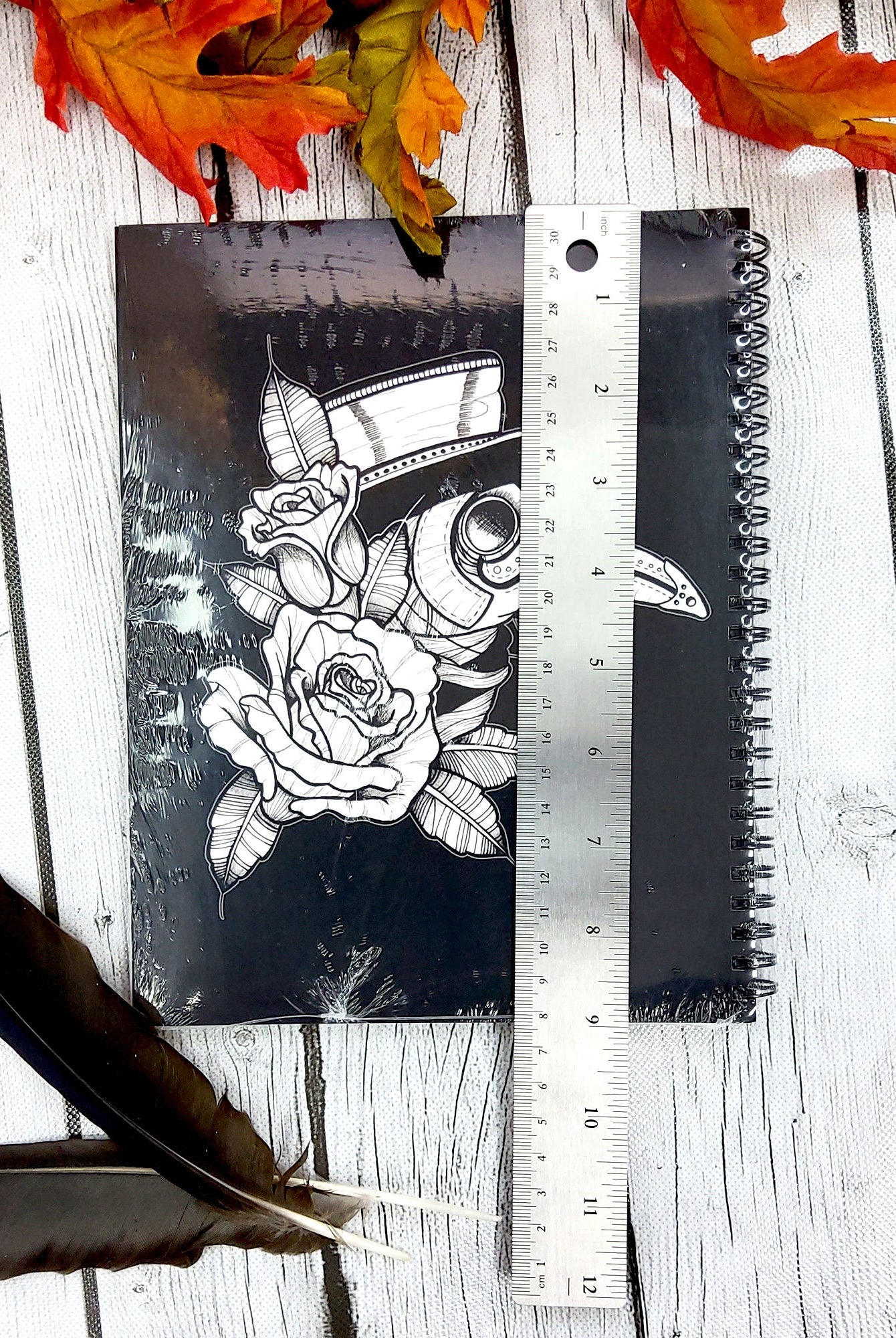 SPIRAL NOTEBOOK: Plague Doctor and White Roses, Plague and Roses Notebook , Plague Doctor Notebook , Dark Notebook , Goth Vibes Stationery