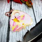 ACRYLIC CHARM Double Sided: Rosy Maple Moth and Planchette , Rosy Moth and Planchette Charm , Moth Acrylic Charm , Rosy Moth Planchette