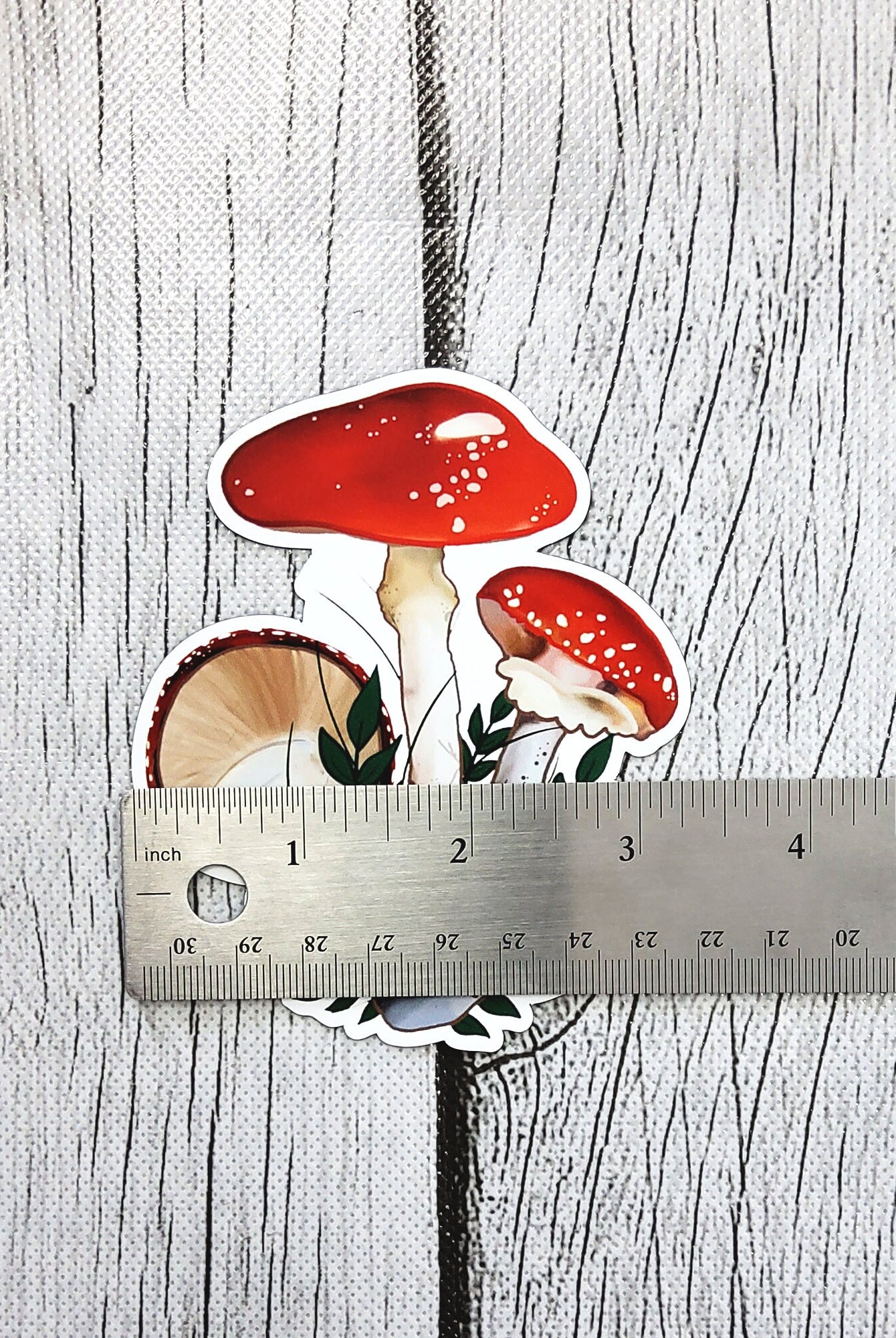 MAGNET: Red Mushroom Decorative Magnet , Red Mushroom Magnet , Mushroom Magnet , Red Magnet , Mushroom and Leaves Decorative Magnet