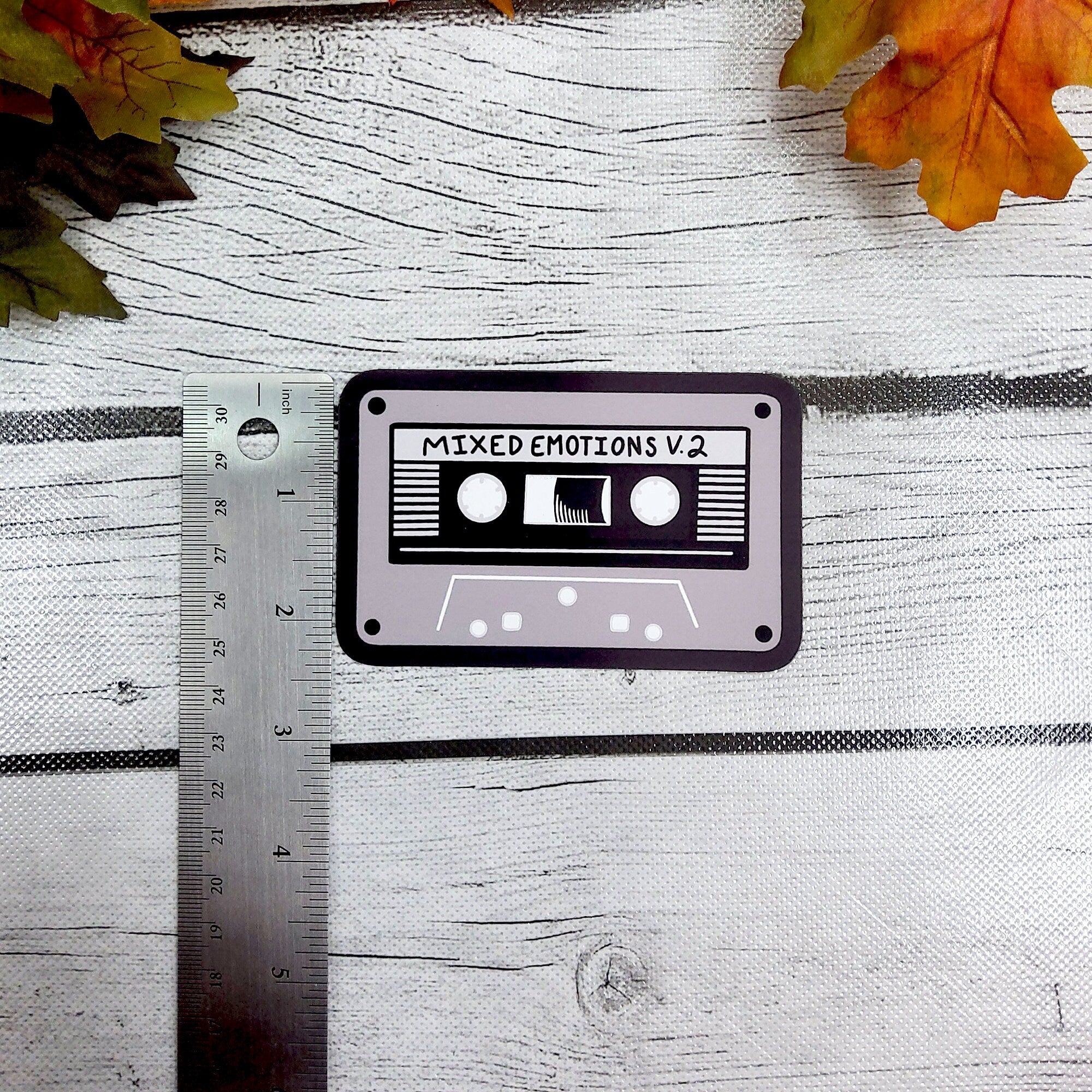MAGNET: Mixed Emotions Volume 2 80s Vibes Cassette Tape , Cassette Tape Decorative Magnet , Gray Tape Magnet , Gray Mixed Emotions Magnet