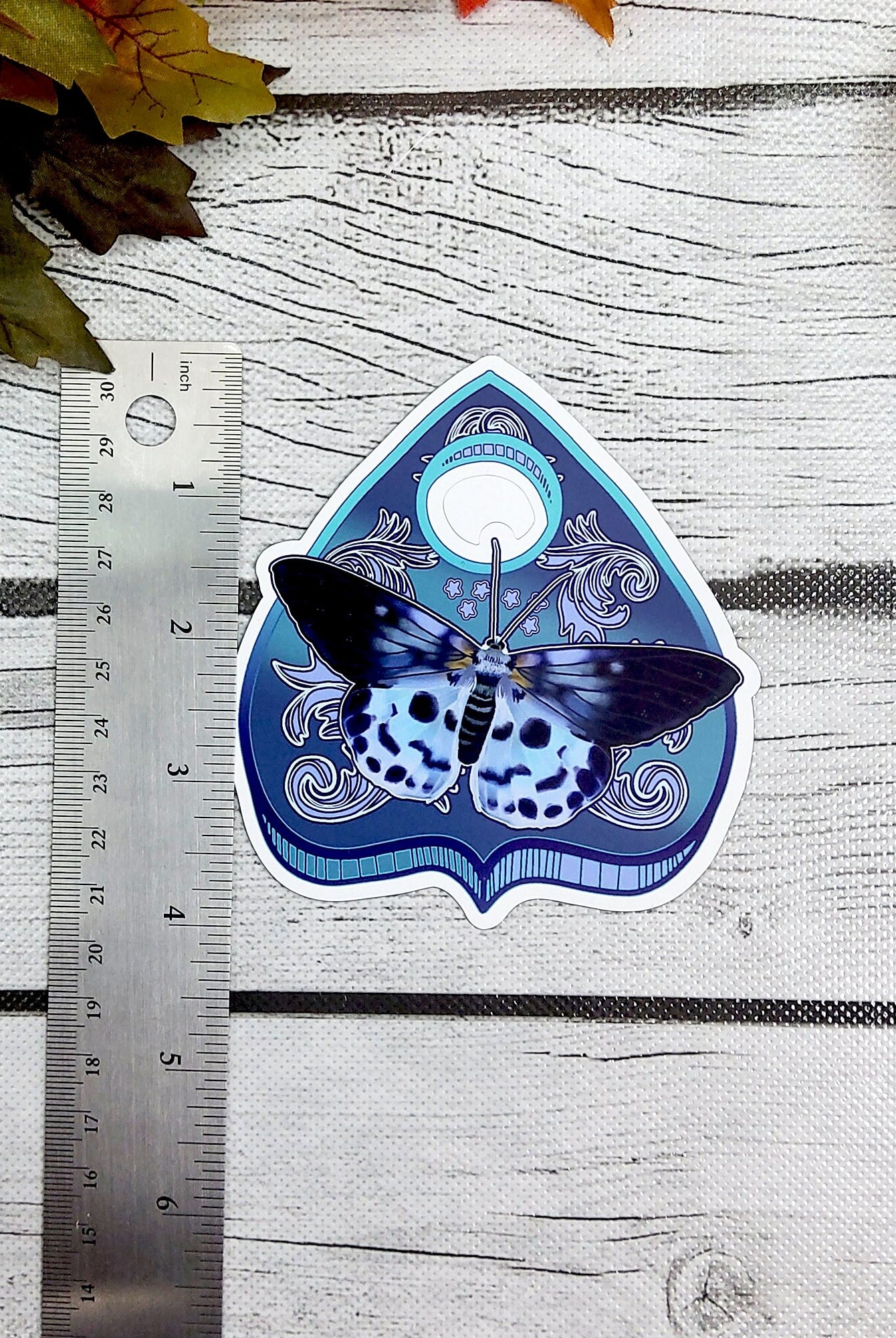 MAGNET: Blue Tiger Moth and Blue Planchette , Moth Planchette , Blue Tiger Moth Planchette , Tiger Moth Blue Art
