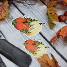MATTE STICKER: Pumpkin and Green Crystals Autumn , Autumn Pumpkin Sticker , Fall Pumpkin Sticker , Pumpkin Sticker , Fall Sticker , Autumn